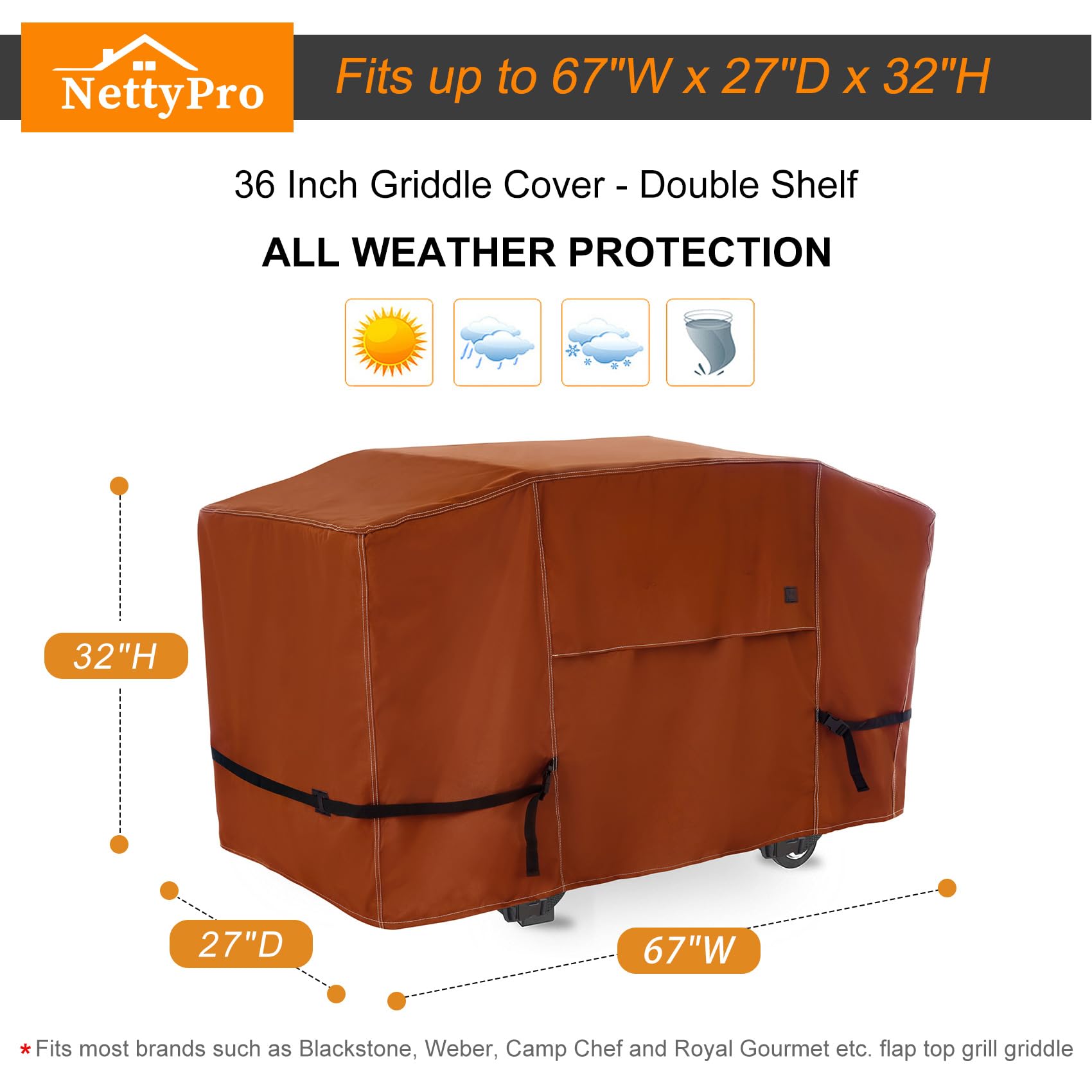 Heavy Duty Waterproof Blackstone 36 Inch Griddle Cover - Protective Cover for Blackstone 36