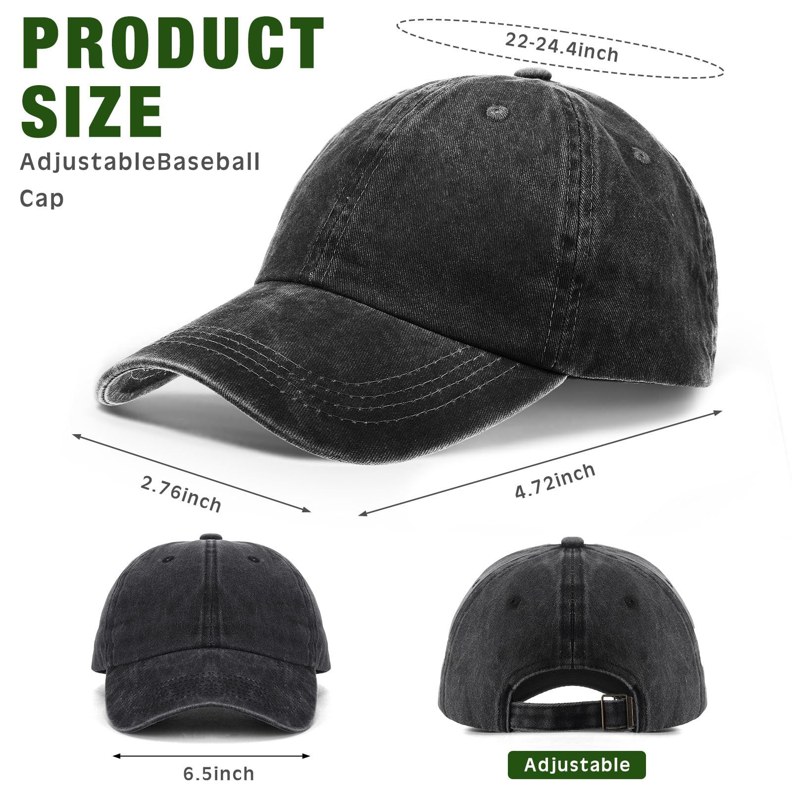 Vintage Washed Denim Baseball Caps - 30 Pack Distressed Adjustable Cotton Dad Hats for Men & Women | Golf, Outdoor, Casual Wear