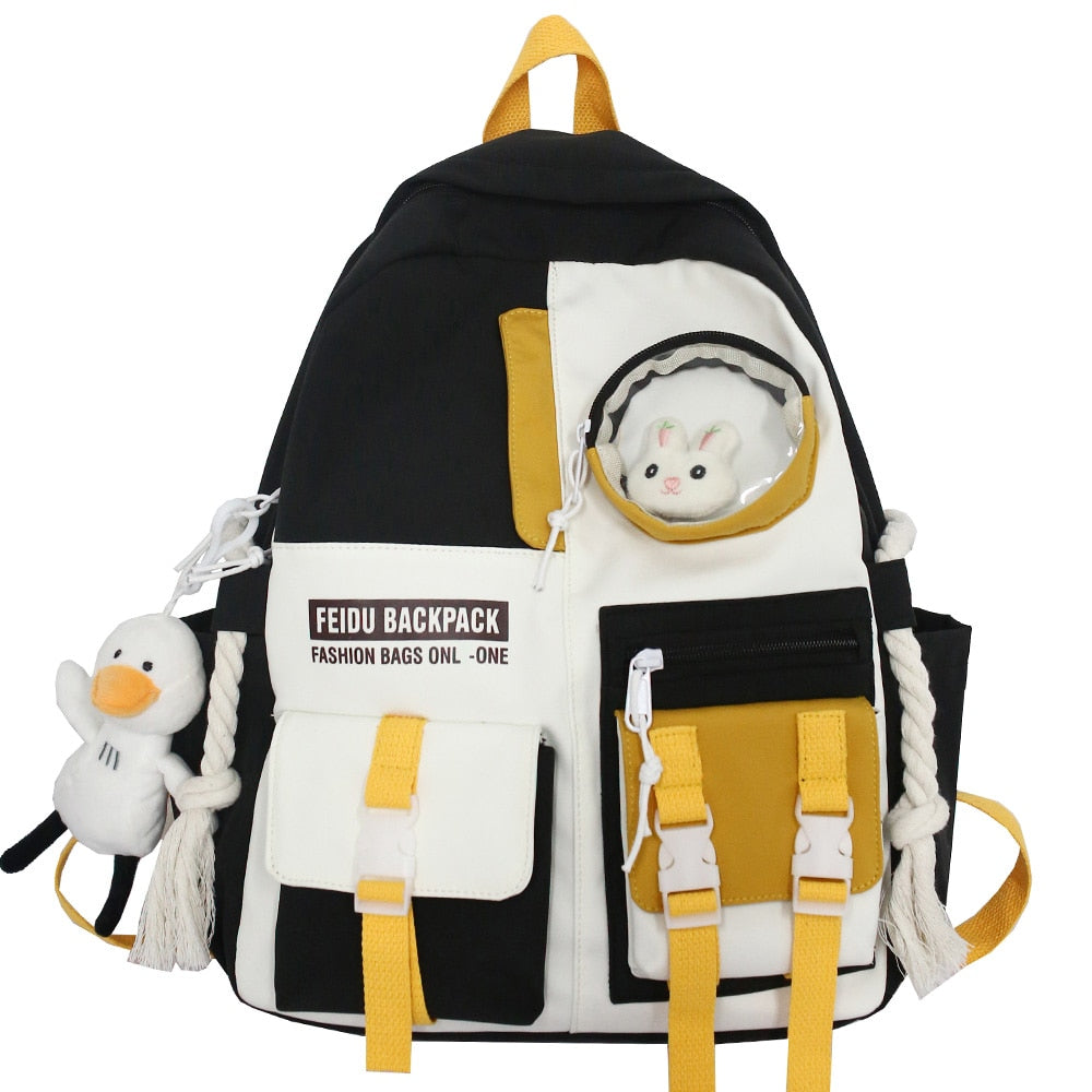 Stylish Waterproof Nylon Backpack for Women - Kawaii Harajuku Fashion School Bag, Cute College Student Bookbag for Girls | Perfect for School, Travel & Daily Use