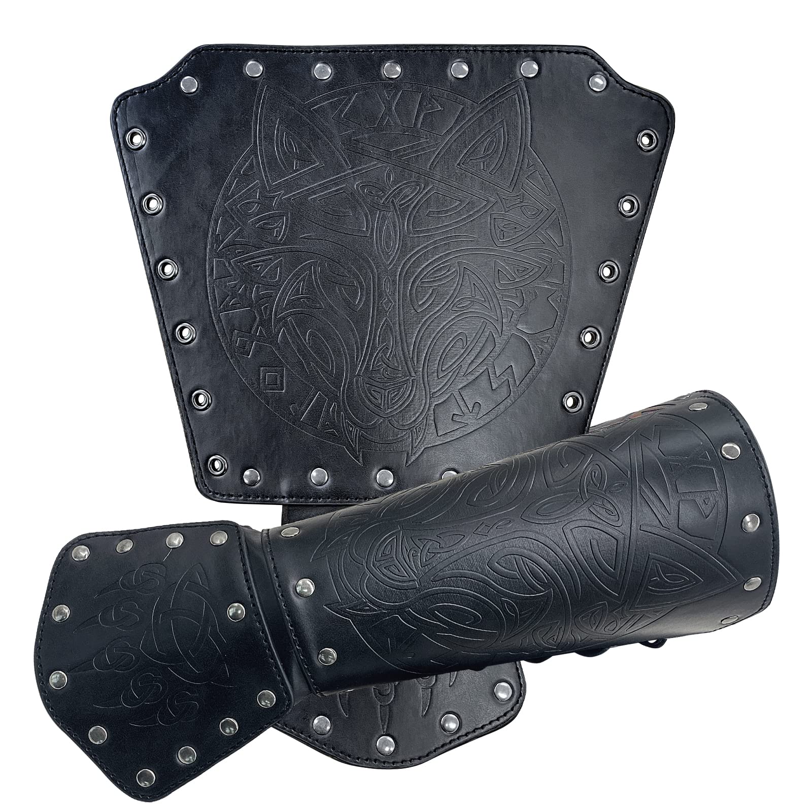 JAOYU Men's Leather Bracers - Medieval Arm Armor Cuffs & Viking Wristbands for Cosplay, LARP, Renaissance Fairs | Unisex Design for Men & Women | Perfect for Halloween Costumes, Historical Reenactments, and Fantasy Events