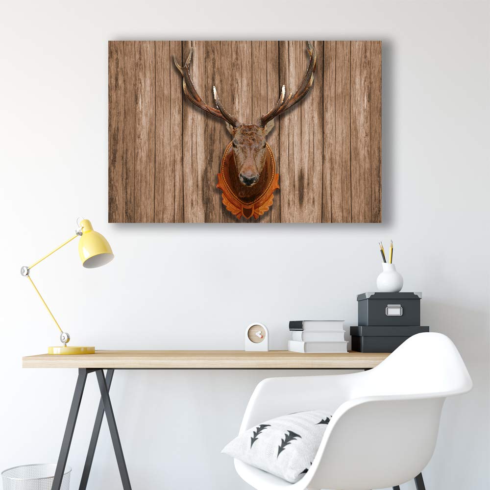 Wall26 - Premium Canvas Wall Art Deer with Animal Horn Giclee Painting - 32x48 Inches - Perfect for Bedroom, Living Room, and Home Decoration