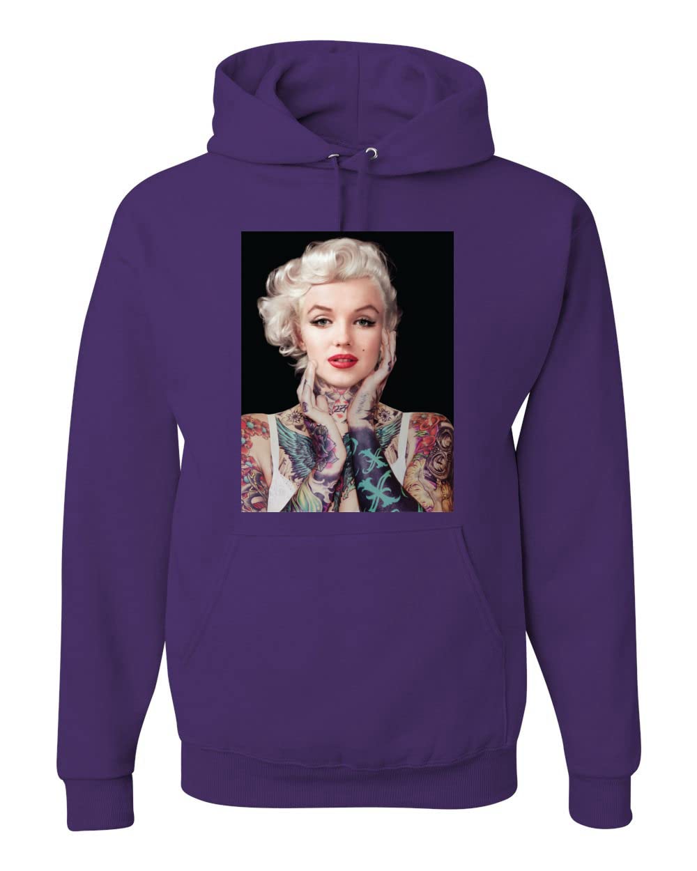 Wild Bobby Marilyn Tattoo Black Pop Culture Unisex Graphic Hoodie Sweatshirt - Vintage Rock Style Pullover for Men & Women - Perfect for Concerts, Streetwear Fashion & Casual Outfits