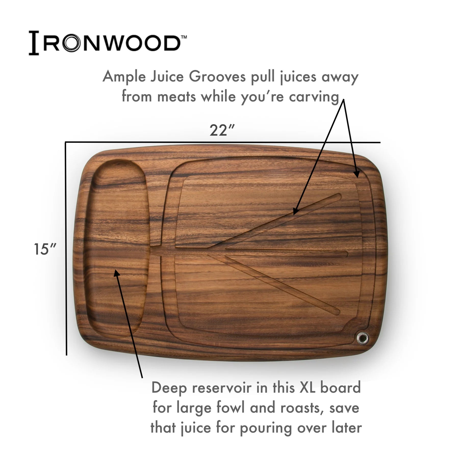 Premium Acacia Wood Kansas City Carving Board - Large Durable Cutting Board for Meat, Cheese & Charcuterie - Perfect for Kitchen, BBQ & Entertaining