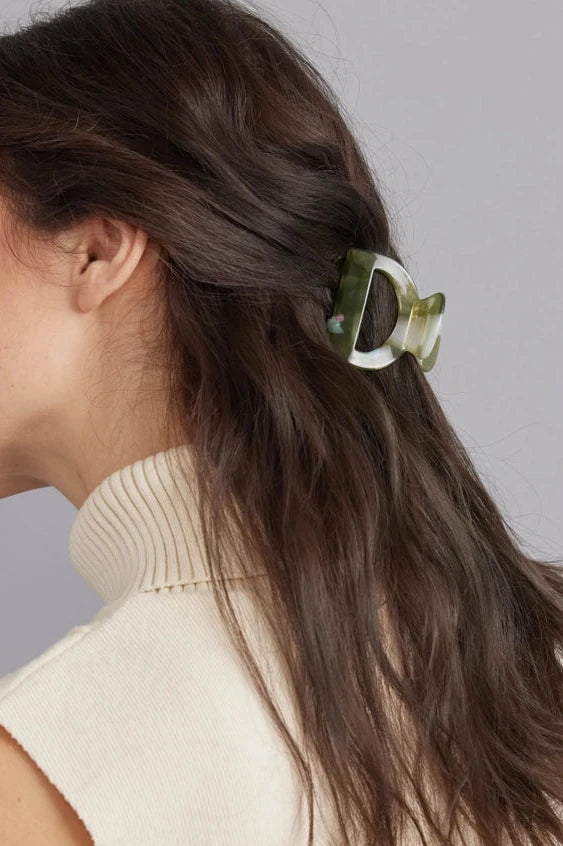 Stylish Olive Mix Pouch Hair Claw Clip - Perfect for Ponytails, Buns & Everyday Hairstyles | Hair Accessories for Women & Girls