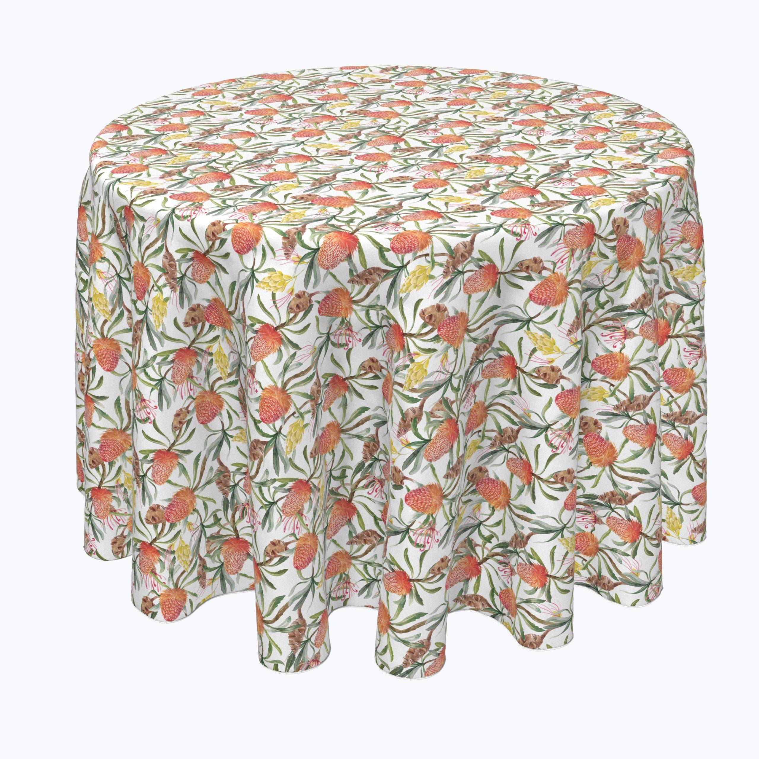 114-Inch Round Tablecloth - 100% Polyester with Australian Tropical Flowers Design - Perfect for Outdoor Dining, Garden Parties & Tropical-Themed Events