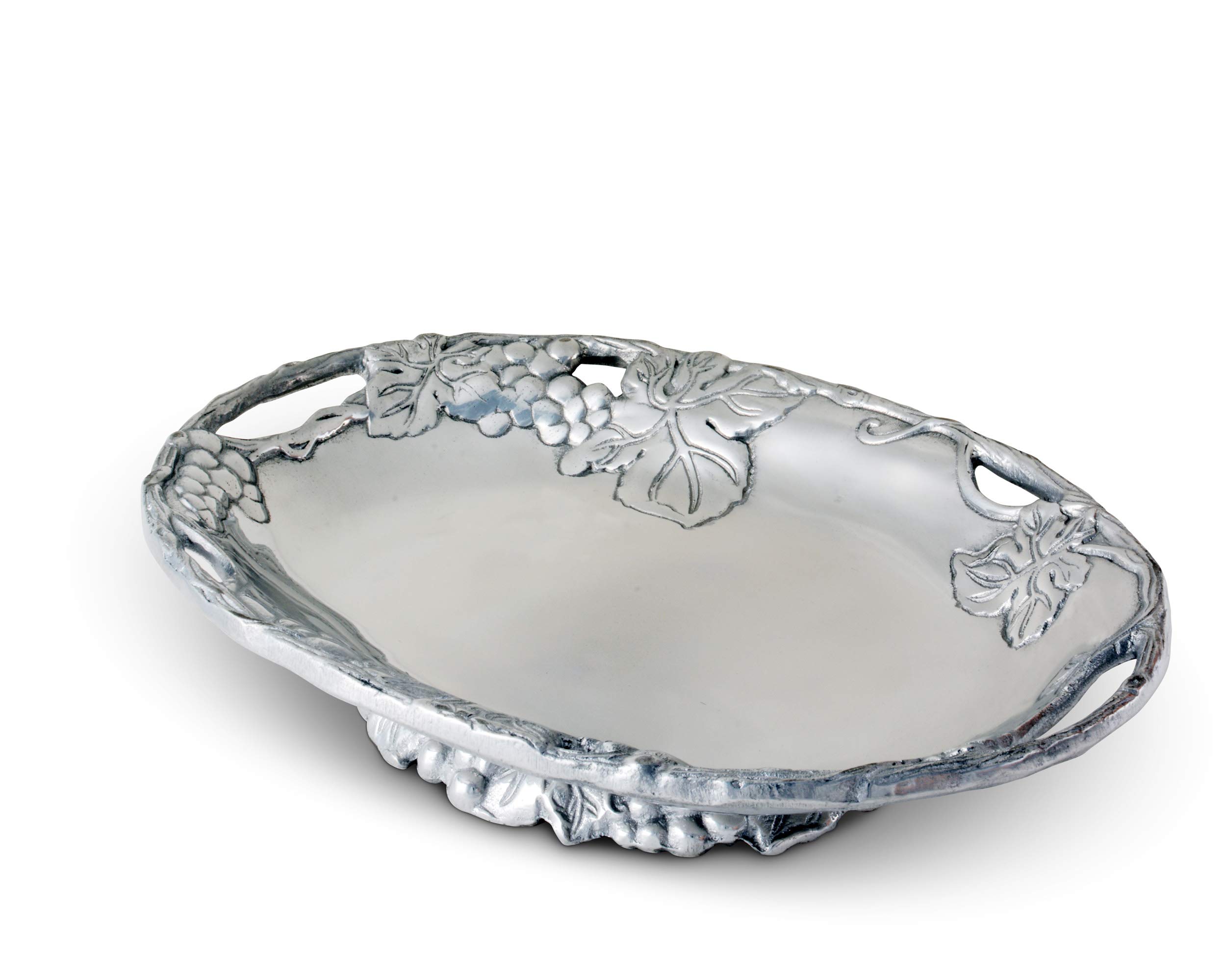 Arthur Court Designs 11-inch Aluminum Grape Footed Side Dish Server - Elegant Serving Platter for Dinner Parties, Holiday Entertaining & Buffet Style Dining