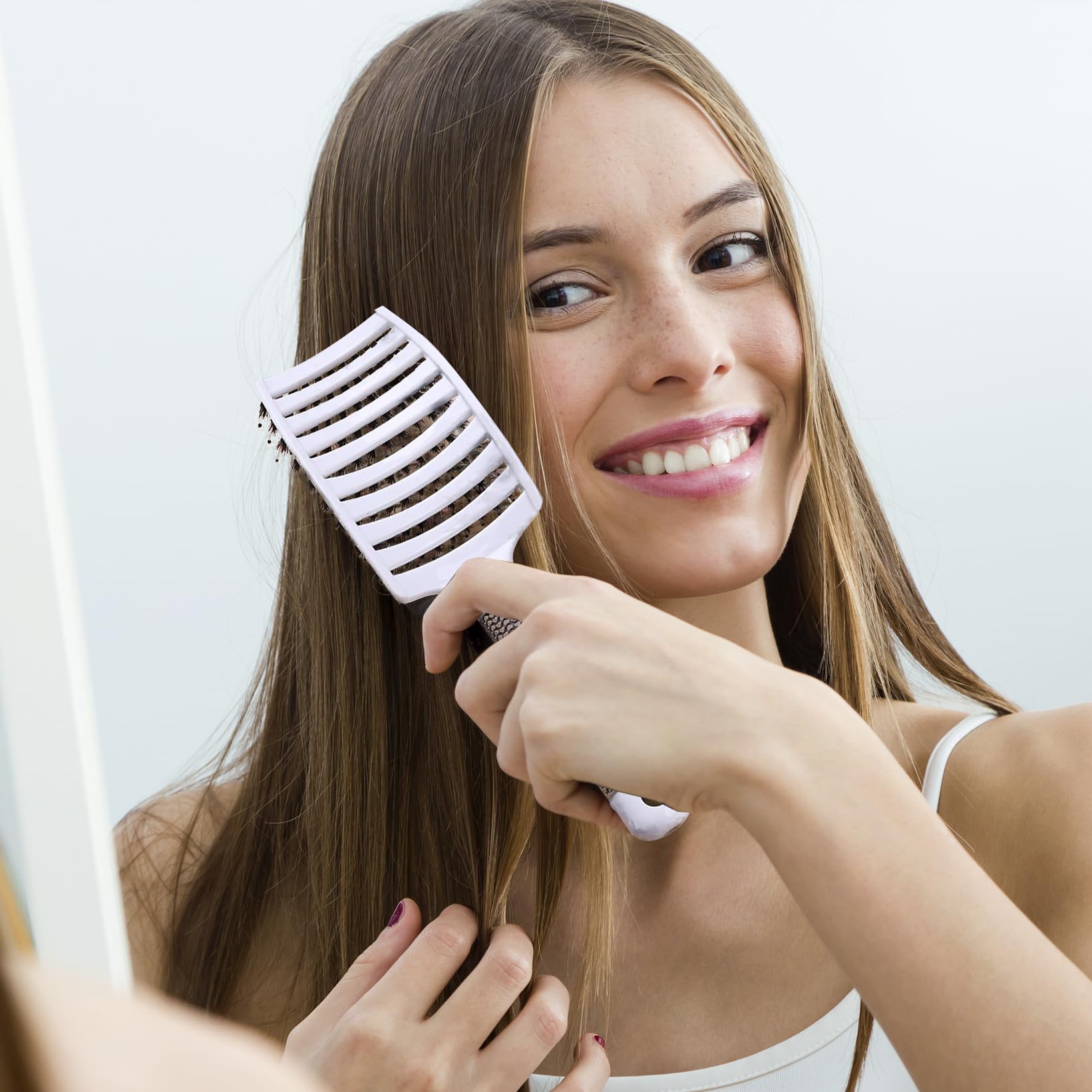 Premium Curved Vented Boar Bristle Hair Brush - Anti-Static Detangling Styler for Thick, Fine & Curly Hair | Wet/Dry Use | Fast Blow Drying | Long & Short Hair Care | Perfect for Salon Styling & Home Use