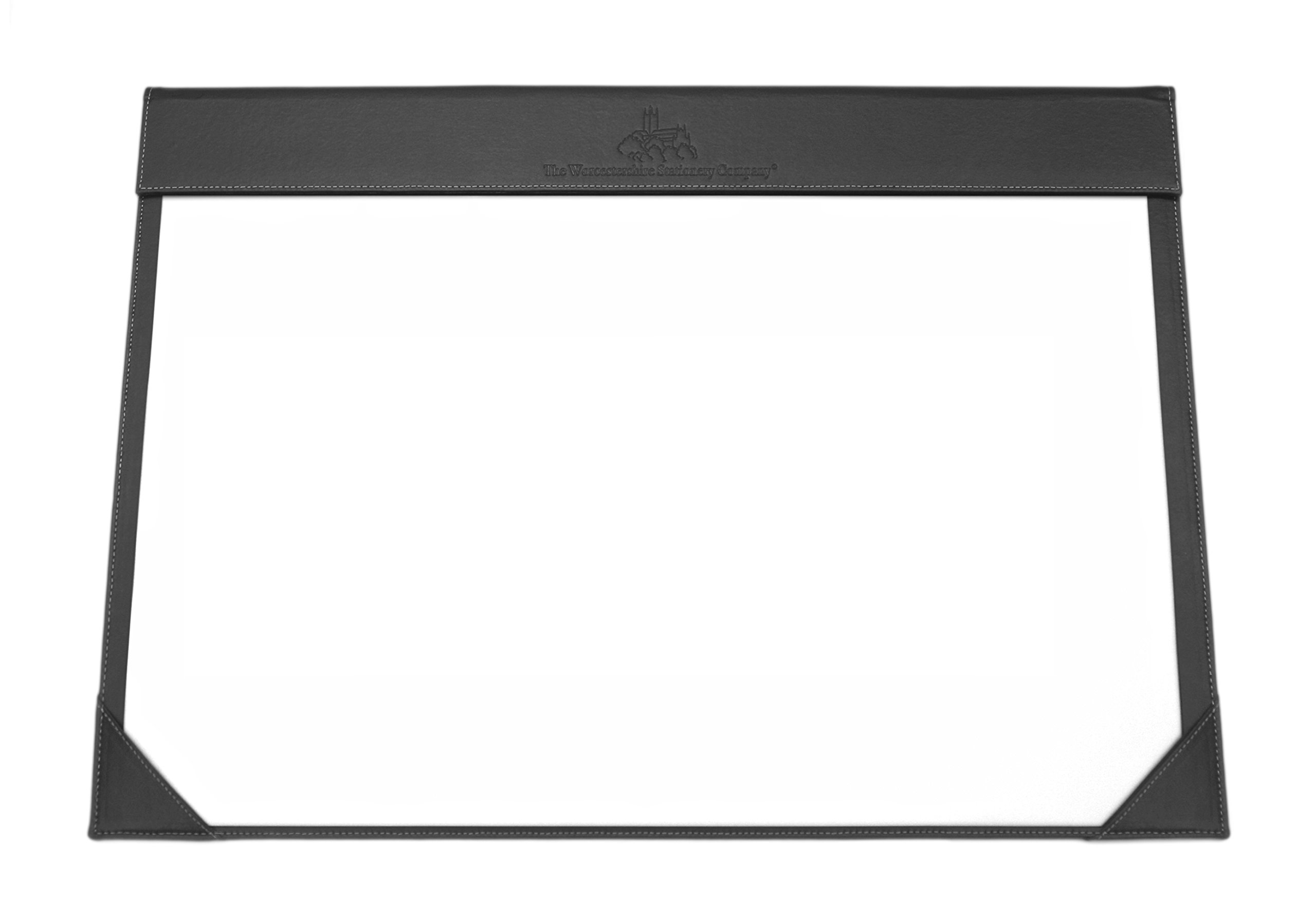 Premium A2 Desk Pad Holder - Faux Leather Black with 12 Sheets of 120gsm Paper - Perfect for Office, Home & Studio Workspaces