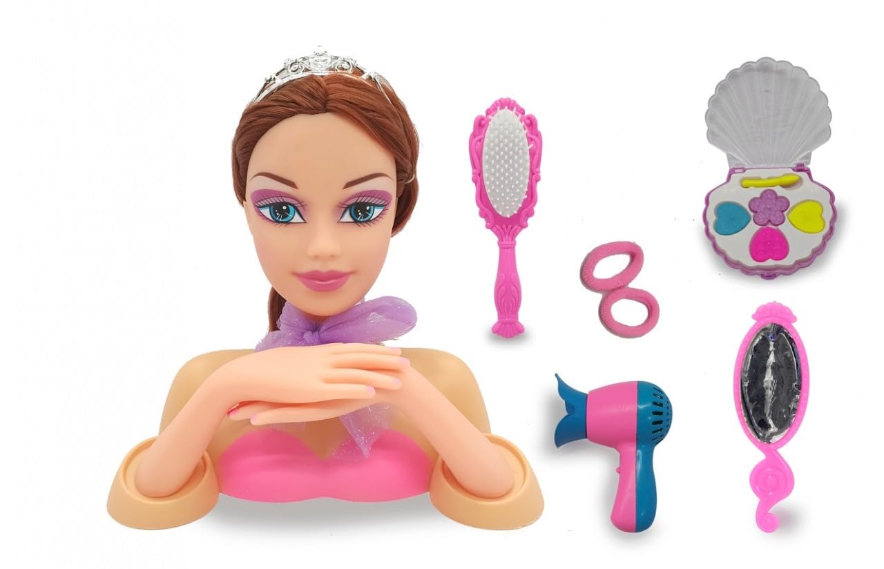 **JAMARA 460619 Emma Beauty 8-Piece Hairdressing Head Set for Kids – Durable Styling Playset with Hair Accessories, Pink – Perfect for Role Play & Learning Cool Hairstyles at Home or Salon**