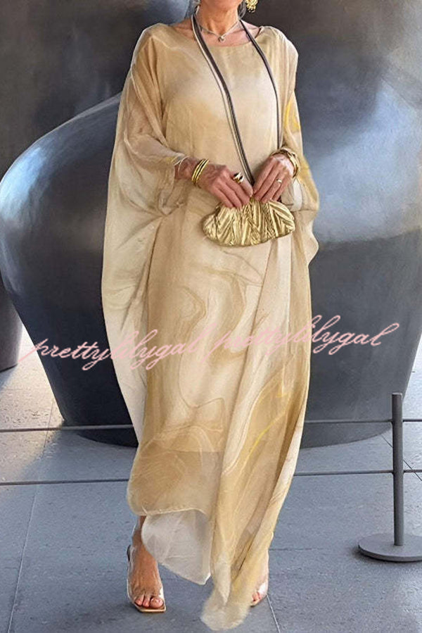 Stylish Printed Crew Neck Loose Maxi Dress for Women - Resort Wear, Beach Vacation & Summer Outfits
