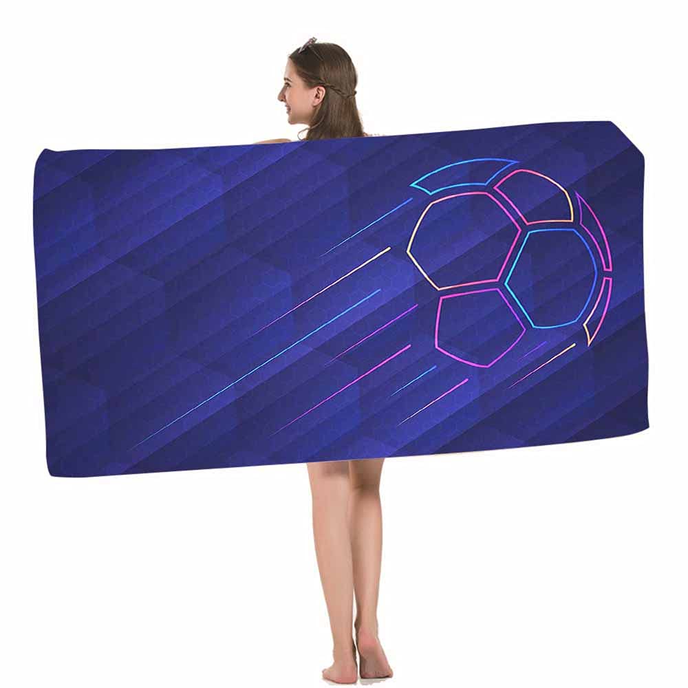 HOSNYE Football Beach Towel - Soft, Highly Absorbent Soccer Ball & Hexagon Grid Design Bath Towel for Swimming, Sports, Beach, Gym, Bathroom - Perfect for Outdoor Activities, Travel & Poolside Relaxation