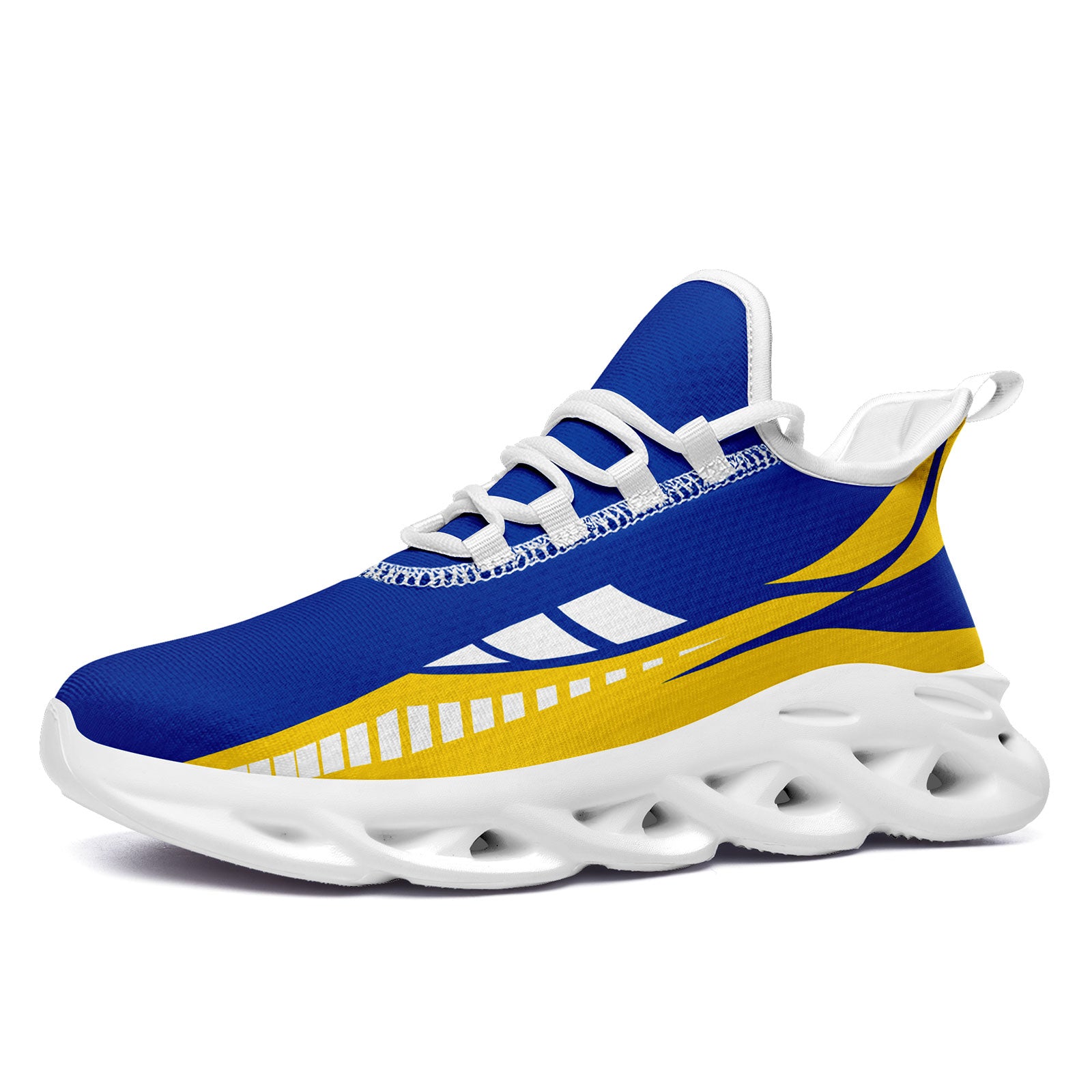 Custom Blue & Yellow Los Angeles Maxsoul Personalized Sneakers FN003 D020325 - Trendy Casual Shoes for Walking, Running & Streetwear Fashion
