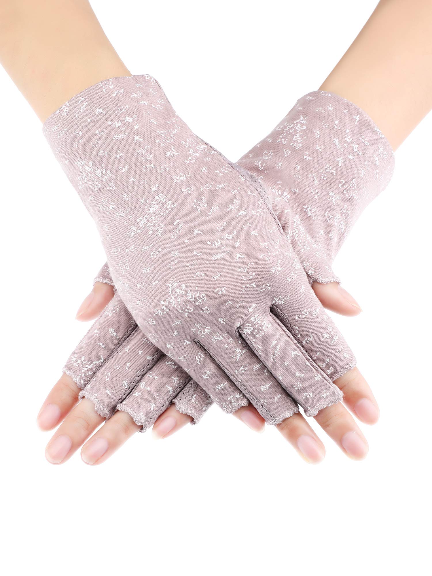 Maxdot Women's Fingerless UV Protection Gloves - Sunblock Driving & Cycling Gloves, Non-Slip Summer Mittens for Outdoor Activities, Manicure-Friendly (Perfect for Driving, Cycling, Gardening & Nail Care)