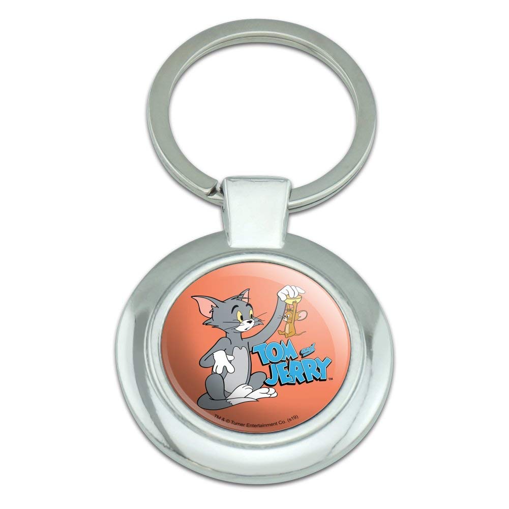 Tom and Jerry Best Friends Keychain - Round Chrome Plated Metal Key Ring for Keys, Gifts & Collectibles | Perfect for Fans, Friendship Gifts, and Keychain Collections