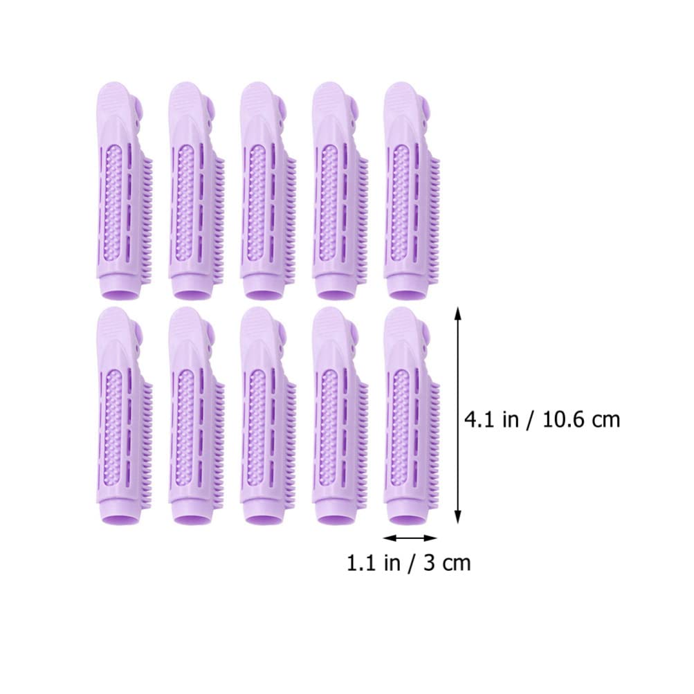 10pcs Purple ABS Hair Rollers for Volume & Curls - Big Roll Clamp Hair Curler Set for Wavy & Curly Hairstyles - Perfect for Salon, Home Styling & DIY Hair Care