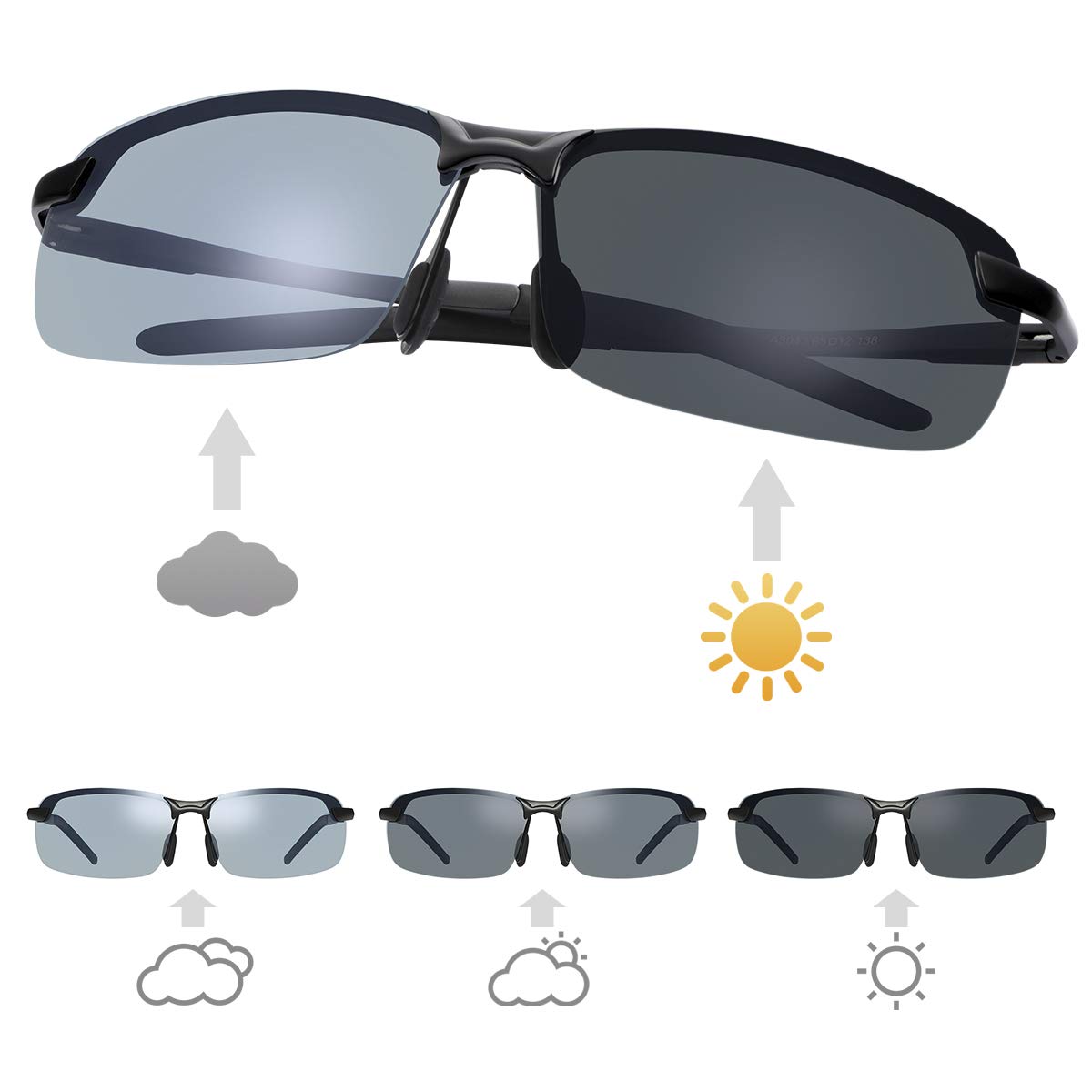 Polarized Photochromic Z87 Safety Sunglasses for Men - Day & Night Driving Glasses - UV Protection for Outdoor Activities, Cycling, and Running