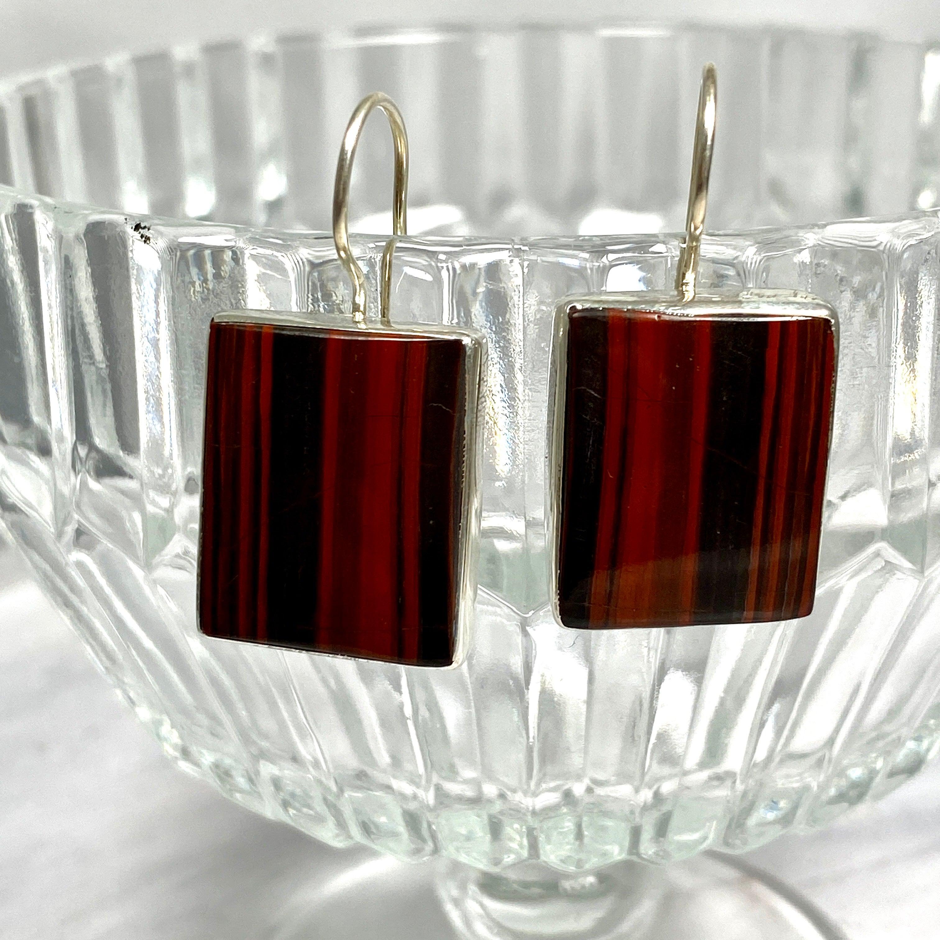 Red Jasper Rectangular Fixed Hook Earrings for Women – Natural Stone Jewelry Gift for Birthday, Anniversary & Special Occasions – Elegant Dangle Earrings for Party, Wedding & Everyday Wear KEGJ1160