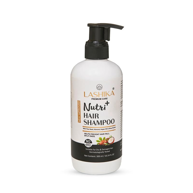 Lashika Nutri Plus Shampoo with Flax Seeds, Aloe Vera, Neem, Tulsi & Shea Butter - 300ml Natural Hair Care for Stronger, Healthier Hair - Daily Use for Damaged, Dry & Frizzy Hair