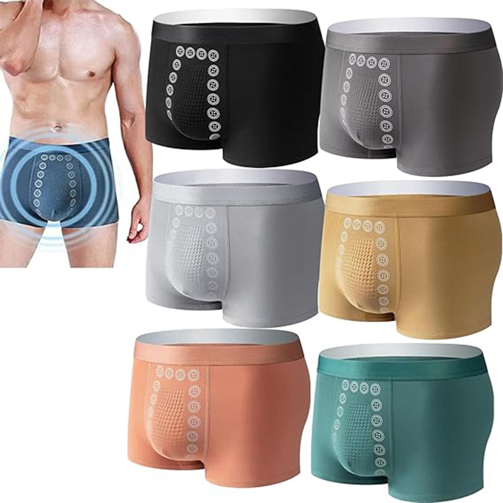 Magnetic Therapy Boxer Briefs for Men - Energetic Massage & Energy Field Therapy Underwear - Comfortable & Supportive for Daily Wear, Workout & Recovery