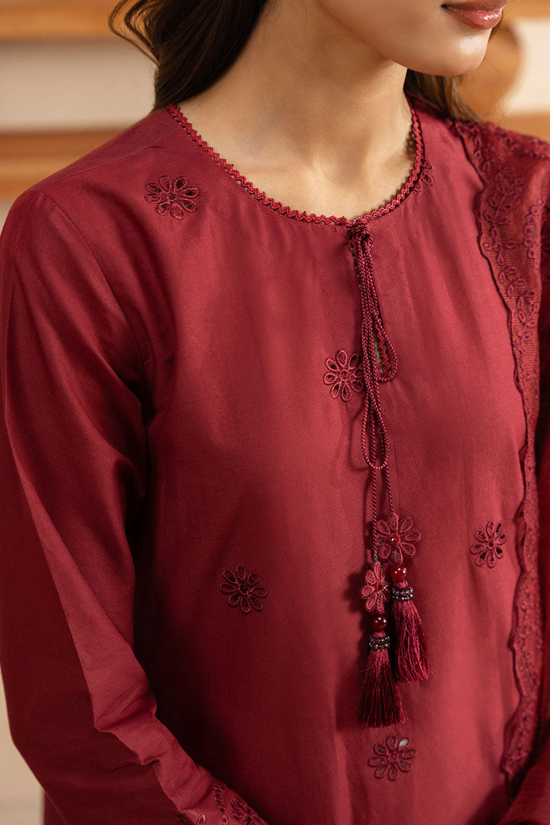 Carmine Glow 2-Piece Set (Shirt & Dupatta) - Elegant Indian Ethnic Wear for Women, Perfect for Weddings, Festivals & Special Occasions