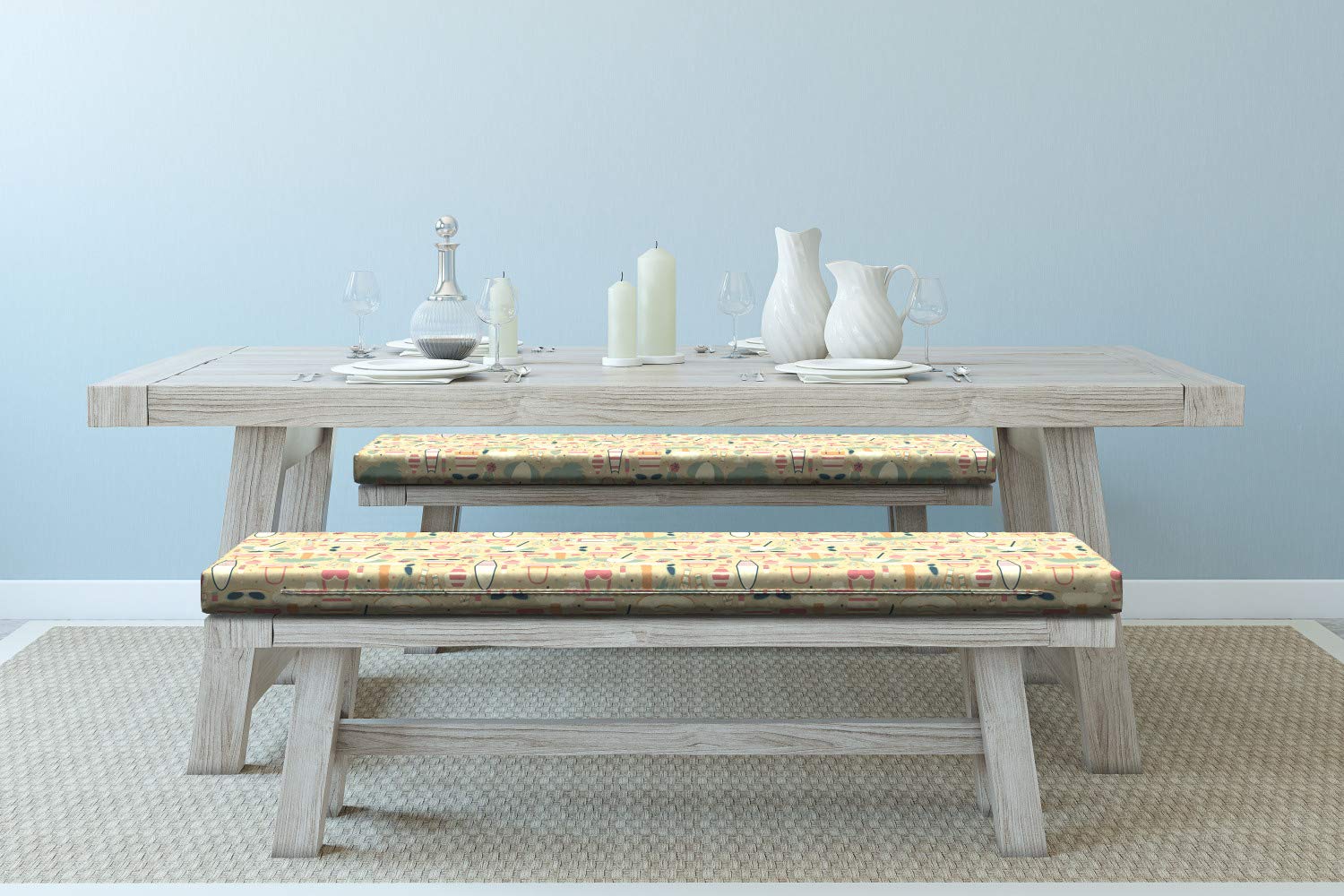 Ambesonne Beach Bench Cushion Set of 2 - Tropical Island Print with Retro Fashion Design - 45