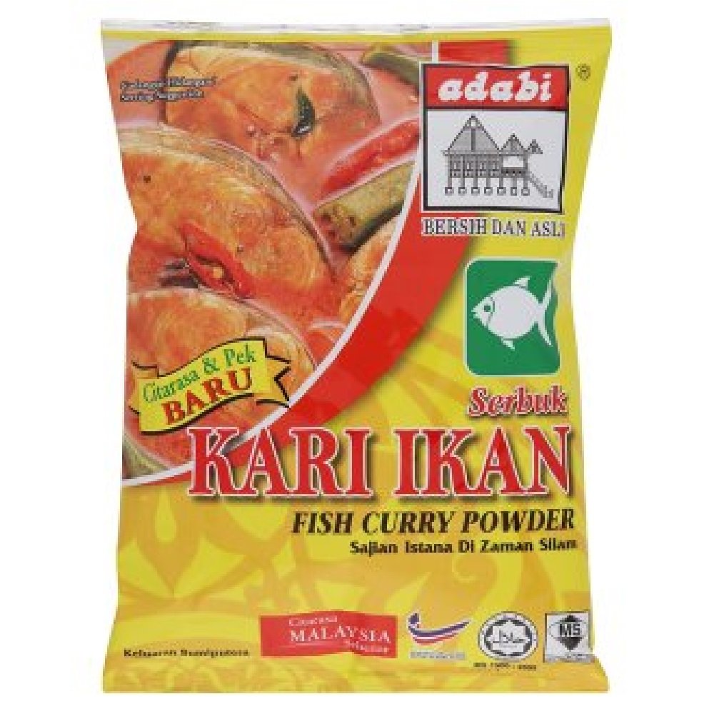 Adabi Fish Curry Cooking Powder 250g - 12 Pack | Authentic Malaysian Spice Blend for Seafood, Soups & Rice Dishes | Perfect for Home Cooking & Restaurant Use