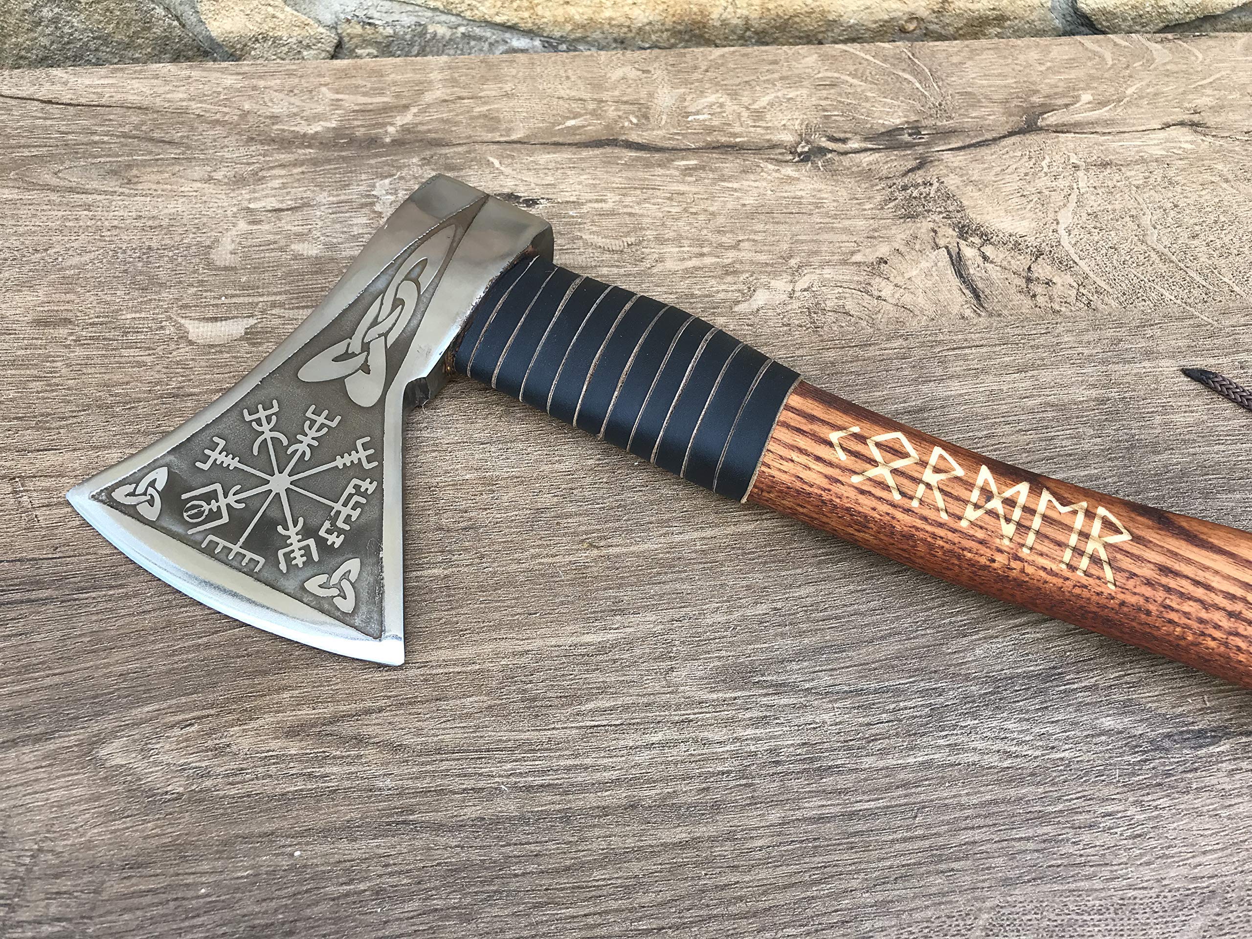 Viking Axe - Handcrafted Viking Gifts for Men with Vegvisir Symbol, Runes Art & Amulet - Perfect Viking Decor & Unique Gift for Boyfriend - Ideal for Home Decor, Viking Themed Parties & Norse Enthusiasts