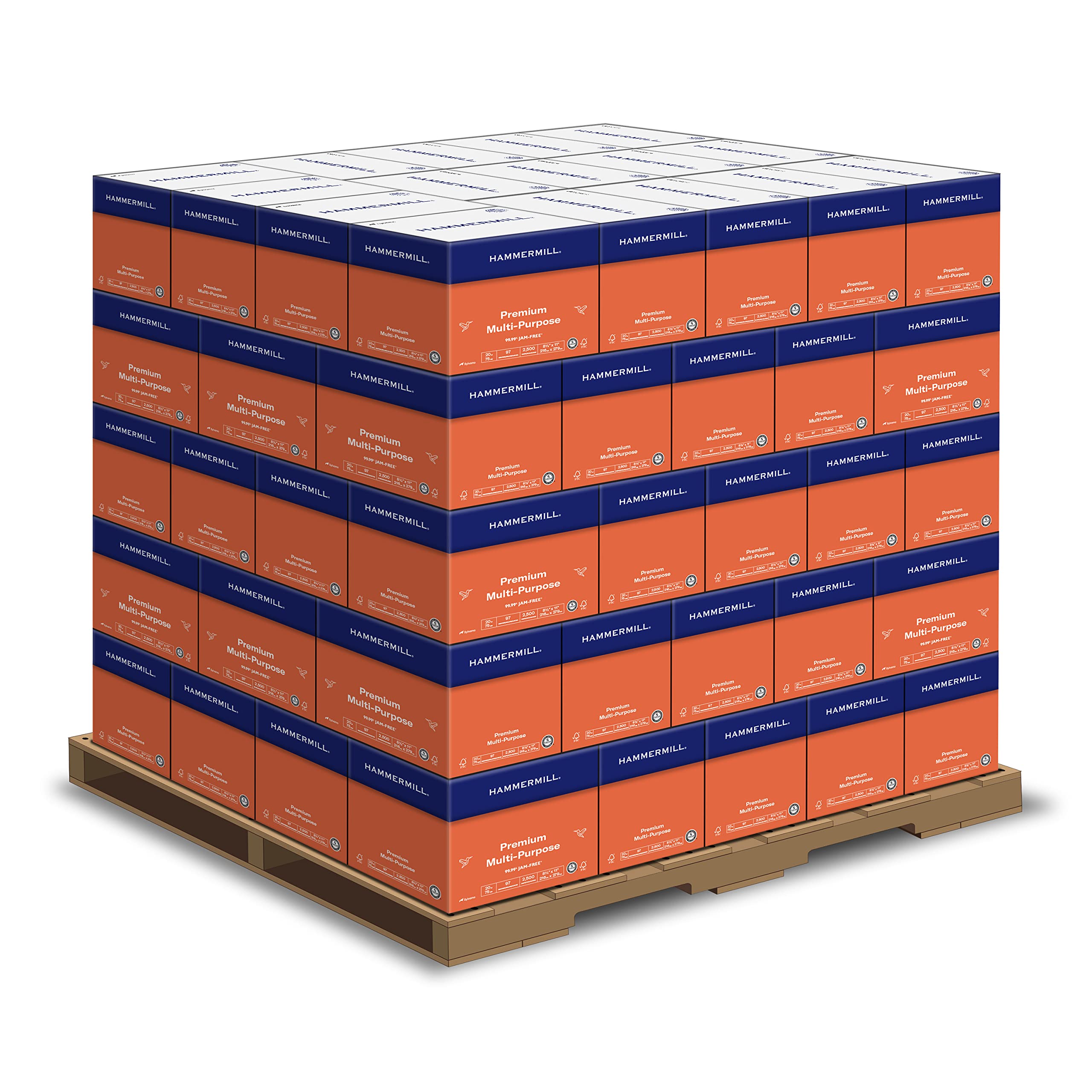 Hammermill Premium Multipurpose Printer Paper 20 lb, 8.5 x 11 - 1 Pallet (200,000 Sheets) - 97 Bright, Made in USA, 105910P - Ideal for Office Printing, Copying & Bulk Business Use