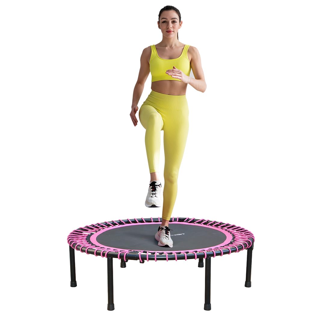 Best Fitness Trampoline for Adults & Kids - Quiet Indoor Rebounder Exercise Trampoline with Safety Cushion for Home Workouts | Perfect for Cardio, Weight Loss & Family Fun