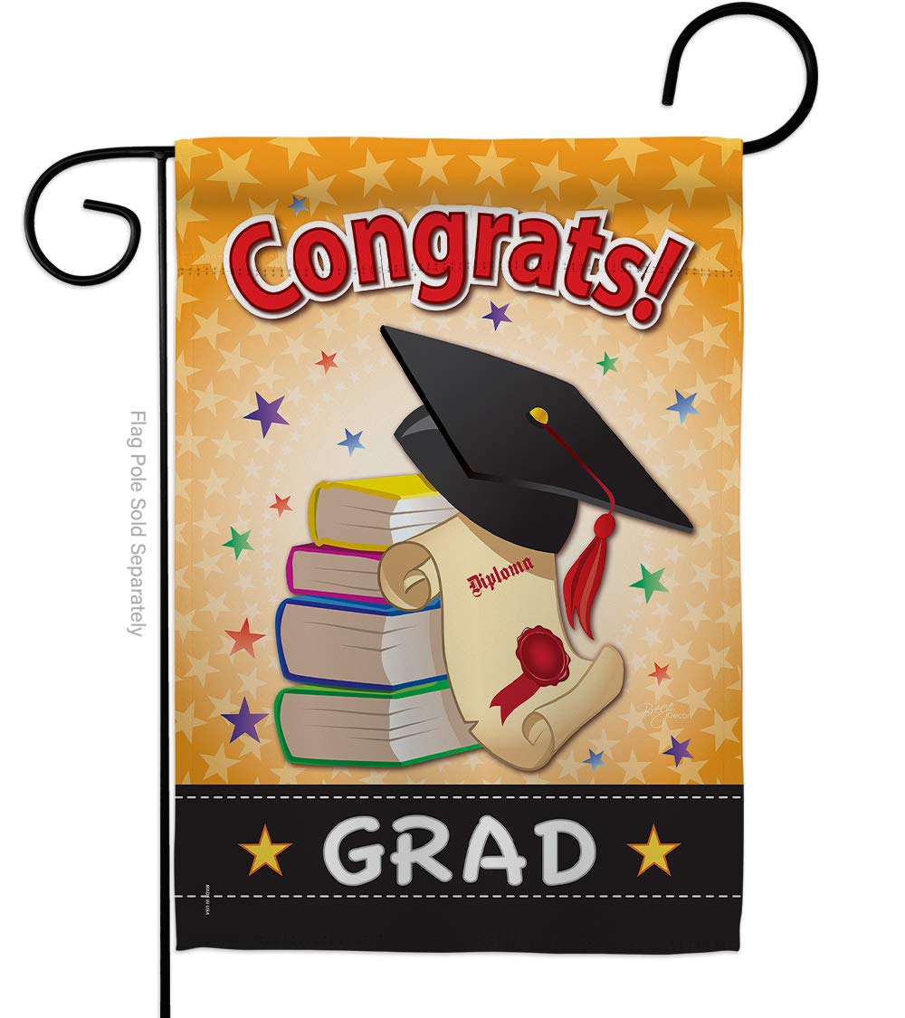 Graduation Garden Flag - Congrats Grad Decor for Yard & Home - USA Made