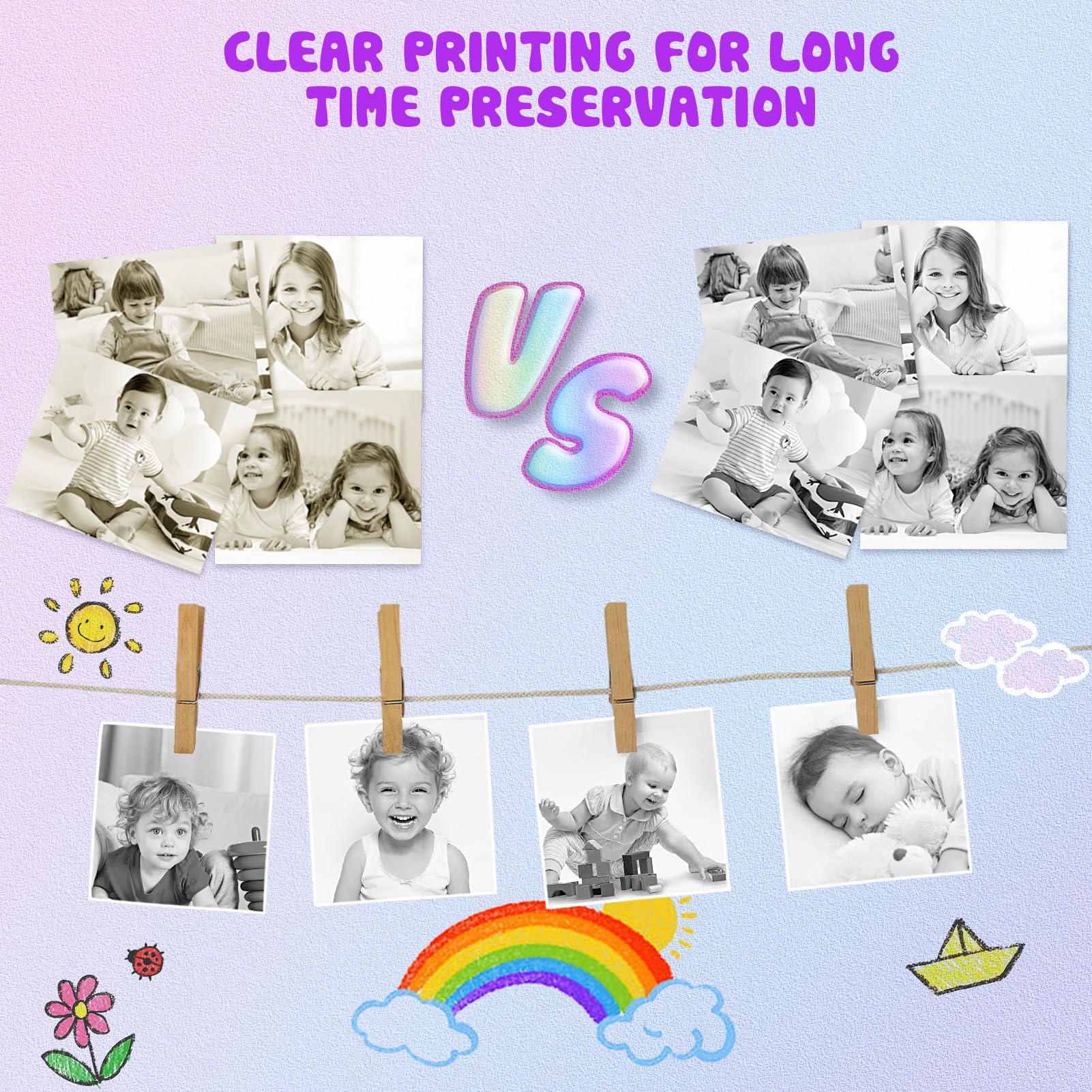Kids Instant Print Camera Thermal Paper Refill - 6 Rolls Replacement Printing Paper for Toddler Camera | Fun Photo Printing for Parties, Travel & Creative Play
