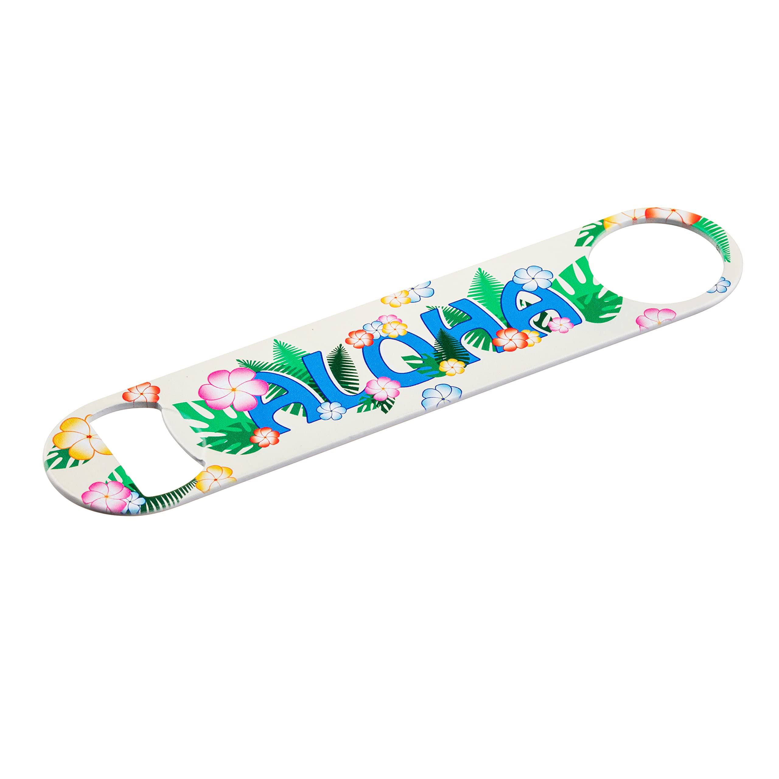 Premium Aloha Hawaiian Print Powder Coated Steel Bottle Opener - Durable & Rustproof for Beach Parties, BBQs, and Tropical Themed Events