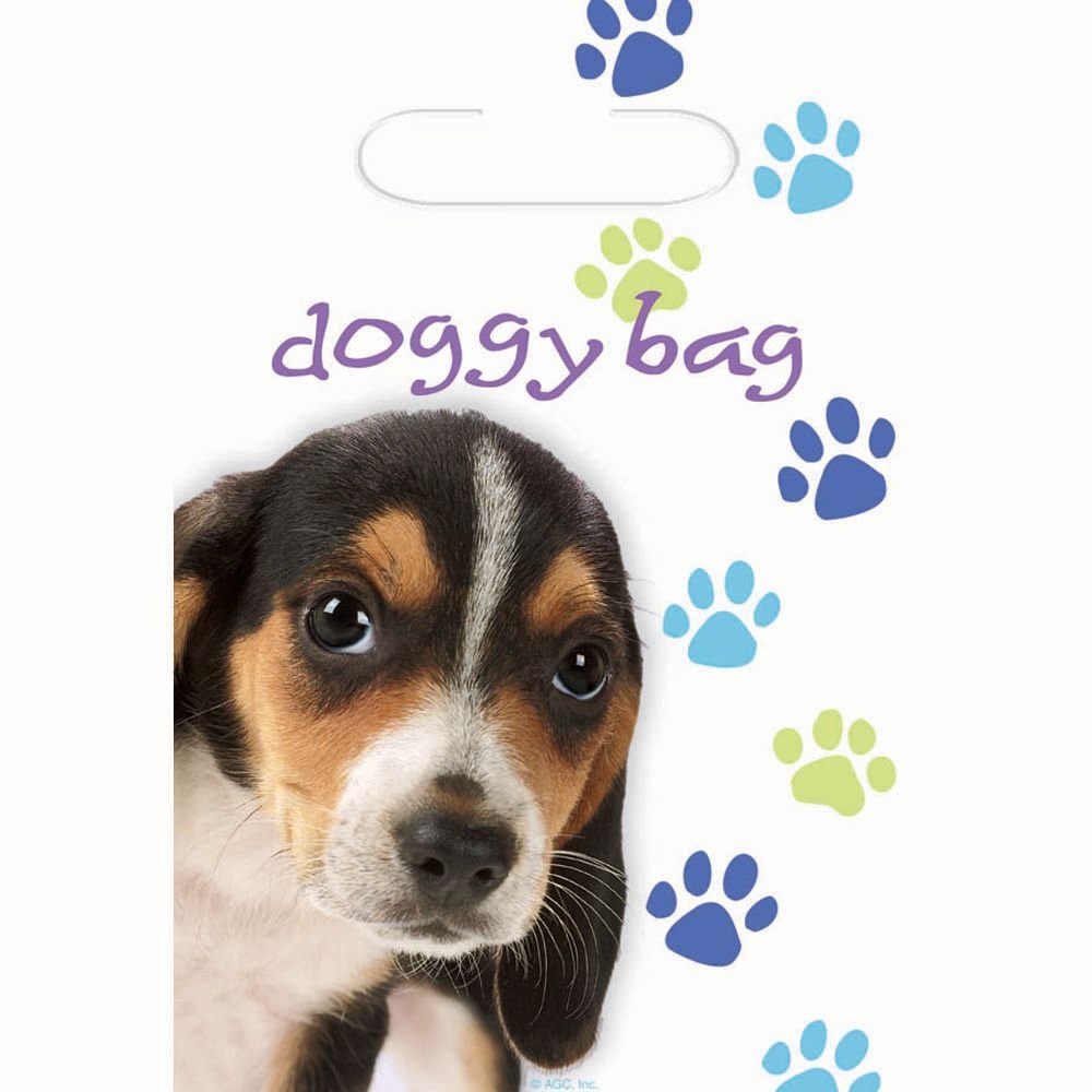 Amscan BB101067 Party Pups Loot Bags - 12 Pack Colorful Dog-Themed Goodie Bags for Birthday Parties, Baby Showers & School Events