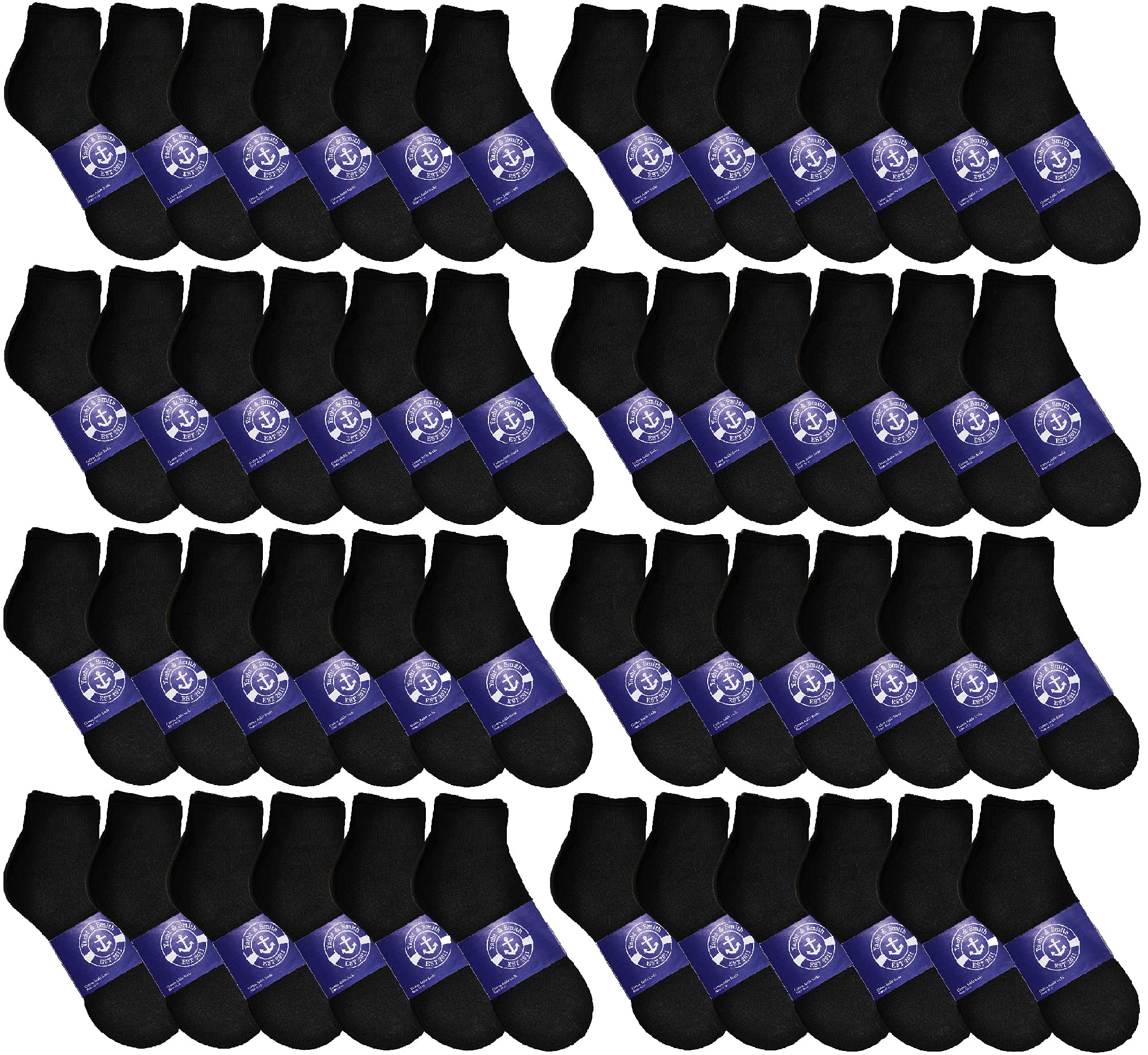 48 Pairs Men's & Women's Cotton Quarter Ankle Socks - Breathable Lightweight Bulk Pack for Everyday Wear, Gym, Running & Donation Socks for Homeless