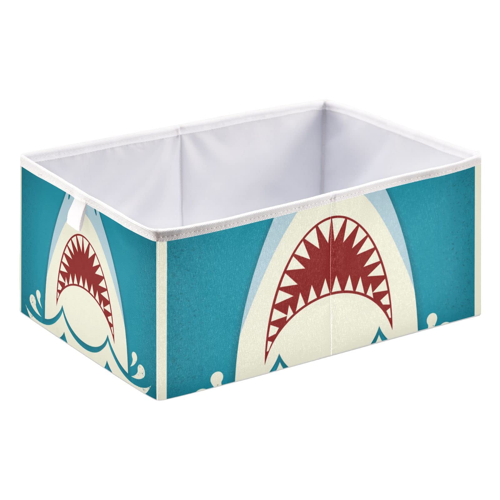 Shark Storage Basket - Collapsible Rectangular Closet Organizer Bin | Foldable Fabric Laundry Hamper & Home Organization Container | Perfect for Bedroom, Bathroom & Laundry Room Storage