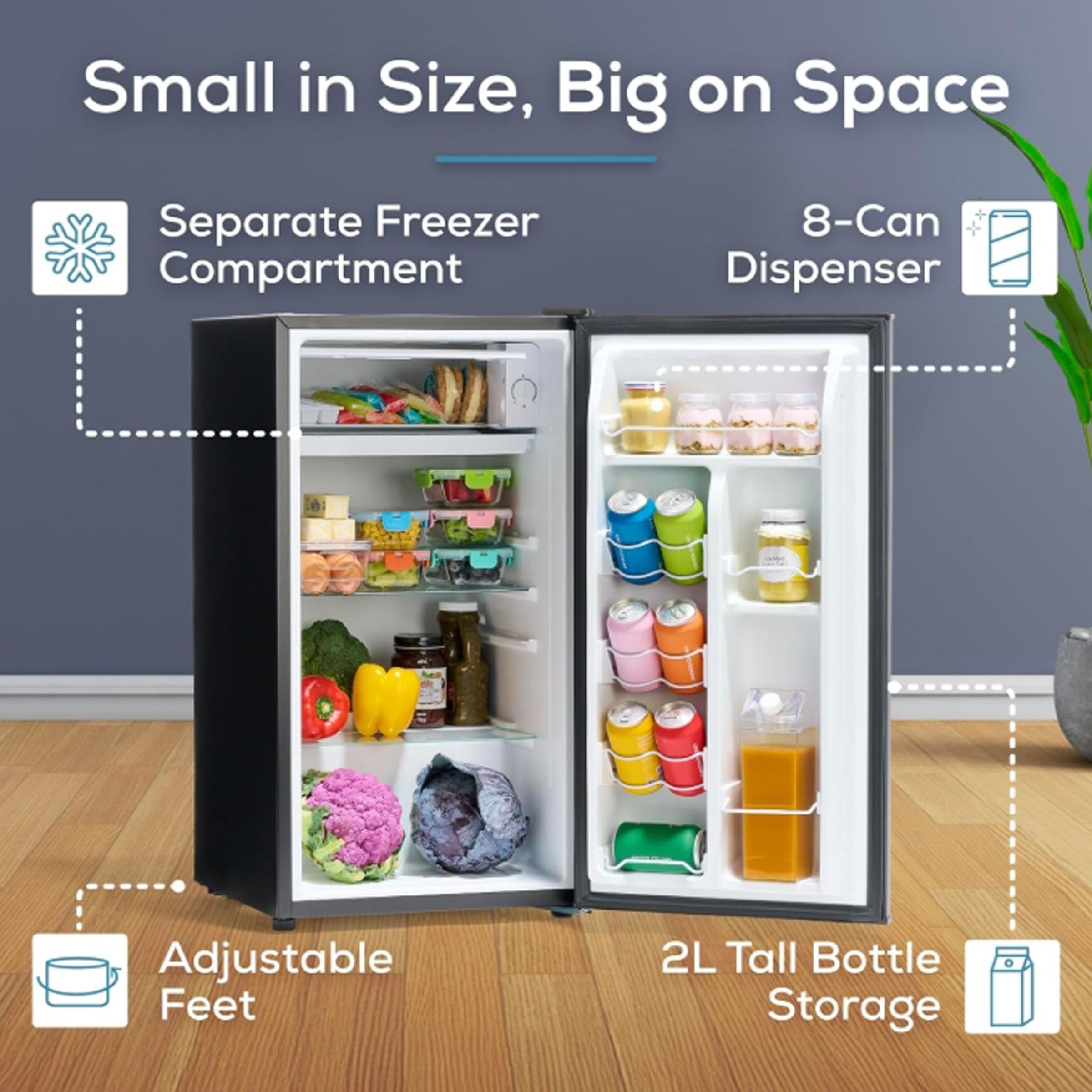 Igloo IRF32BK 3.2 Cu.ft Compact Refrigerator with Freezer - Single Door, Slide-Out Glass Shelf - Ideal for Home, Office, Dorm, RV & Small Spaces - Energy Efficient Mini Fridge for Beverages, Snacks & Meal Prep