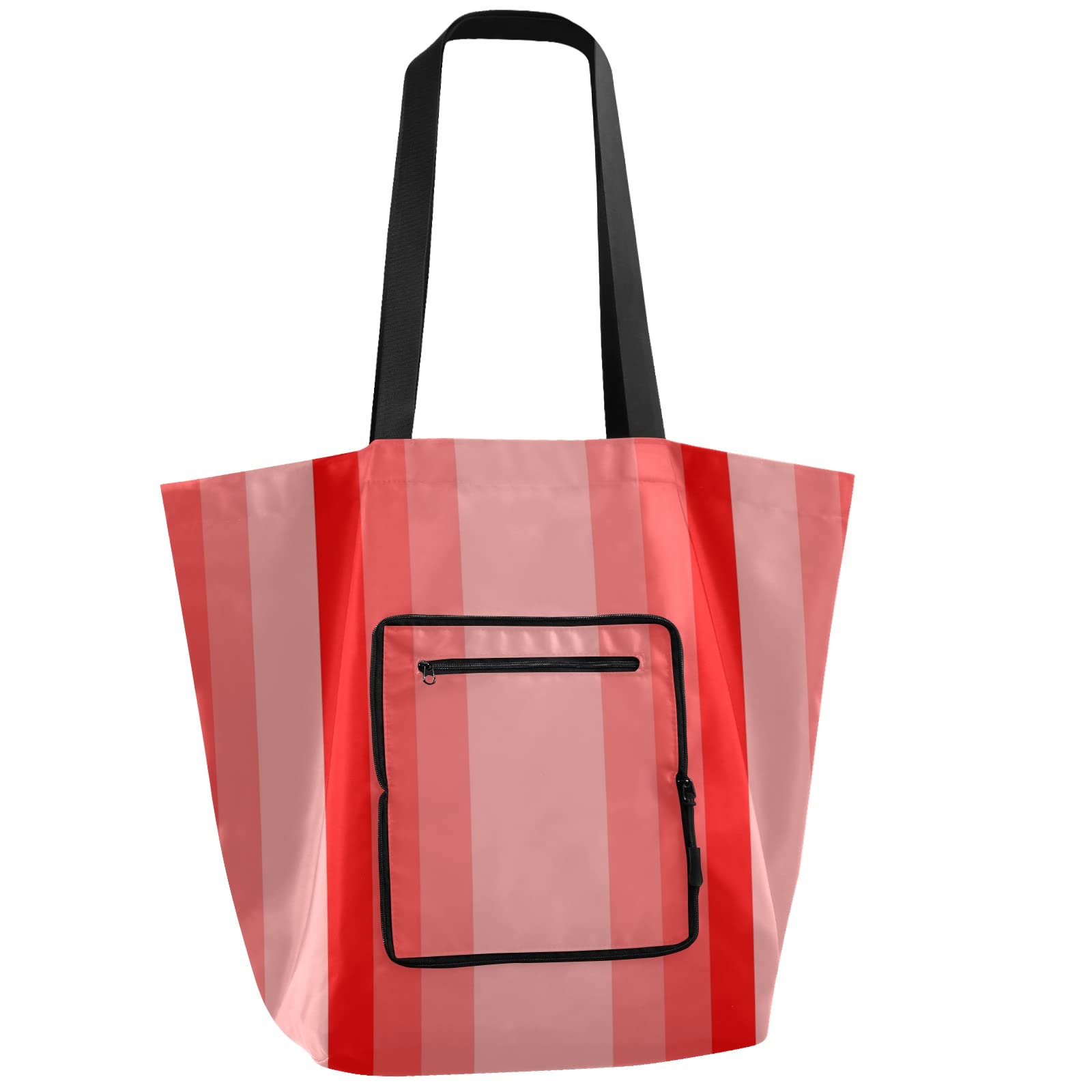 Eco-Friendly Red Monochrome Vertical Stripes Reusable Grocery Bags - Durable, Lightweight & Foldable Large Shopping Tote with High Capacity | Perfect for Grocery Shopping, Beach Trips & Farmers Market