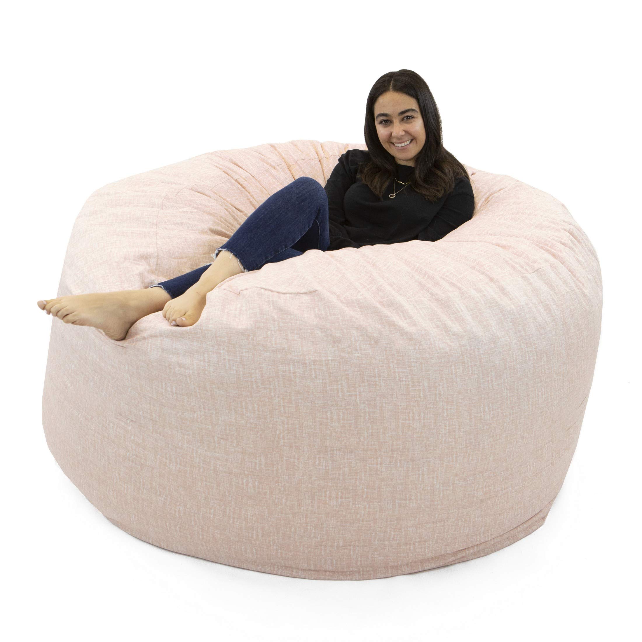 Majestic Home Goods 4' Blush Pink Lounge Sack Bean Bag Chair with Memory Foam Mix - Soft Removable Cover for Kids, Teens & Adults - Perfect for Bedroom, Game Room & Dorm Relaxation