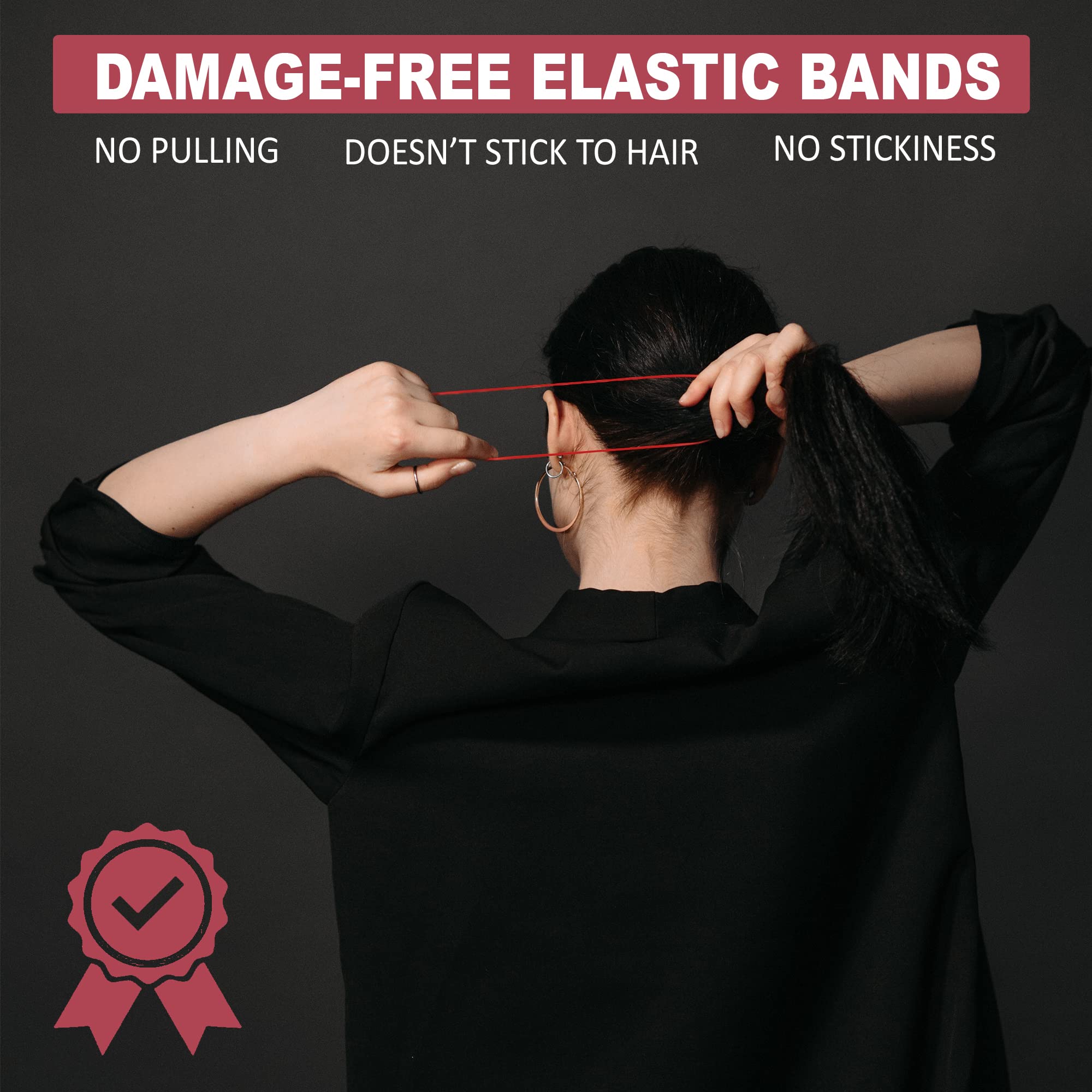 500pcs Black Elastic Hair Bands with Storage Box & Hook - Mini Hair Ties for Braids, Ponytails & Hairstyling - Strong Plastic Rubber Bands for Women, Girls & Kids - Perfect for Daily Use, Travel & Salon Styling