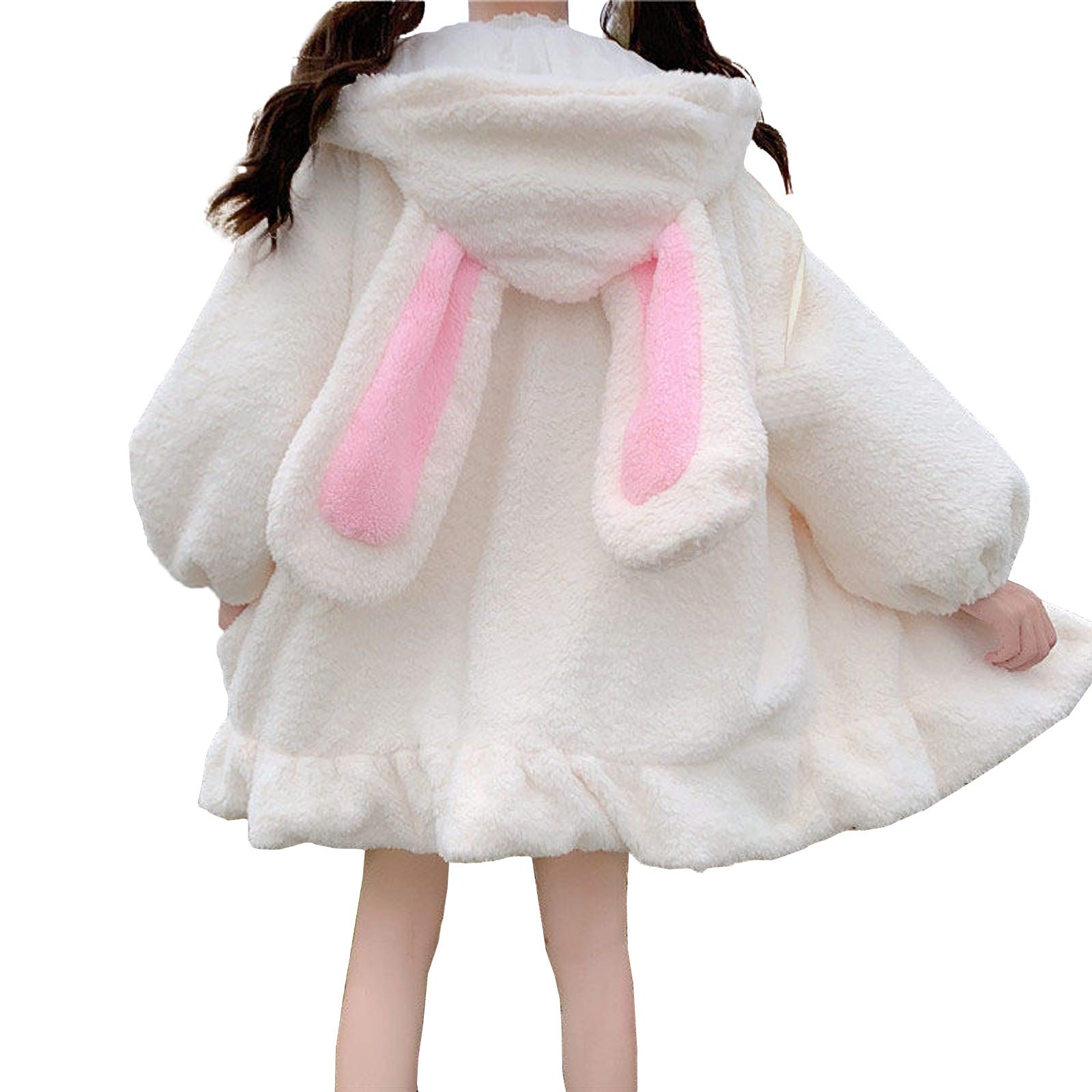 Cute Bunny Ear Long Sleeve Fuzzy Fluffy Rabbit Sweatshirt Hoodie for Women | Cozy Winter Pullover | Perfect for Halloween Costumes, Christmas Gifts & Casual Outfits