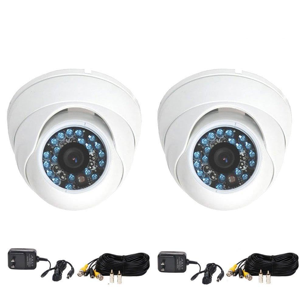 2 Pack VideoSecu Dome Security Cameras with Day/Night Vision - 480TVL CCD, 20 IR LEDs, 3.6mm Wide Angle Lens - Outdoor Vandal Proof Surveillance System (Includes Power Supplies, Cables & Warning Stickers) - Ideal for Home Security, Business Monitoring & Property Protection