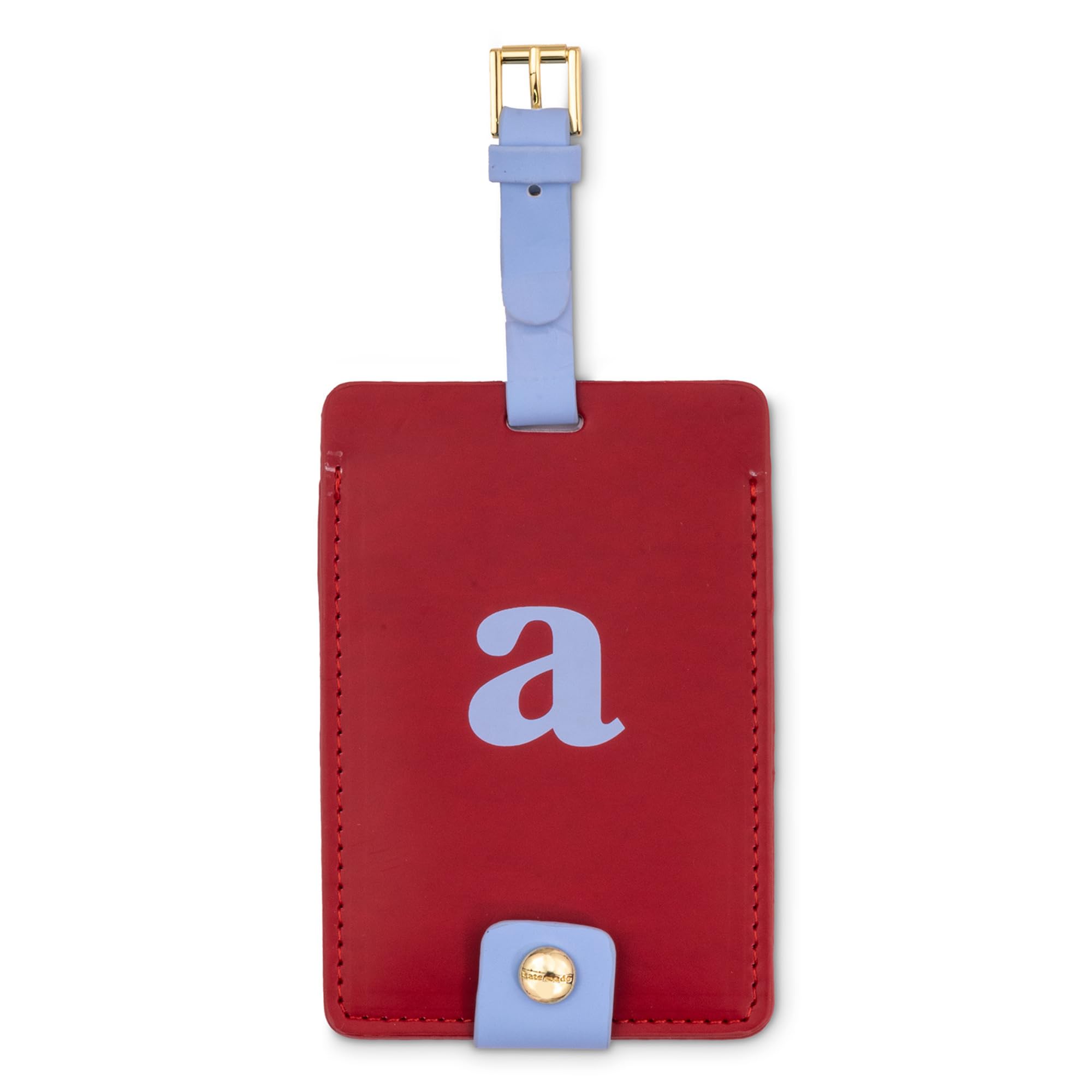 Kate Spade New York Leatherette Luggage Tag with Secure Strap - Colorful Suitcase ID Tag for Travel, Personalized Monogram Bag Tag Identifier - Perfect for Airports, Cruise Ships & Business Trips