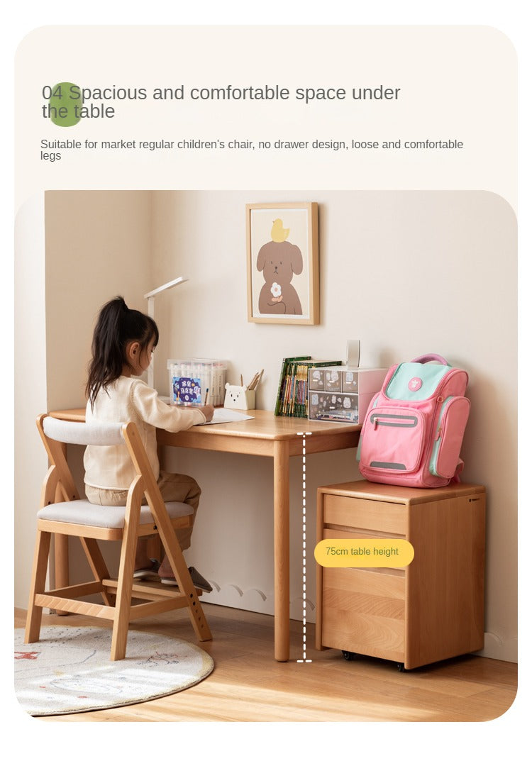 Solid Wood Kids Writing Desk - Beech & Oak Study Table for Children - Perfect for Homework, Drawing & Crafting in Bedroom or Study Room