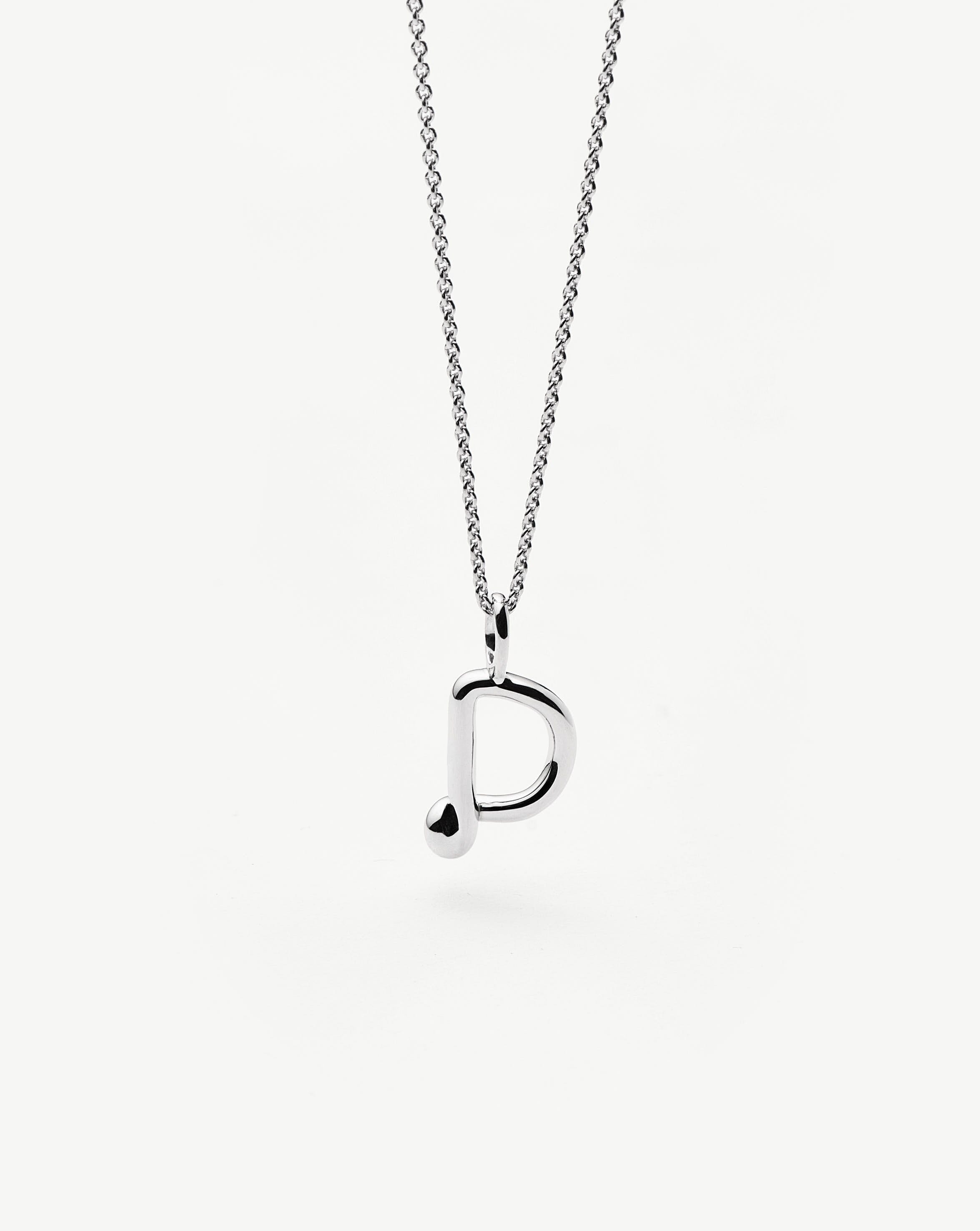 Curly Molten Mini Initial Necklace - Sterling Silver Personalized Jewelry for Women | Gift for Her, Birthday, Anniversary, Valentine's Day