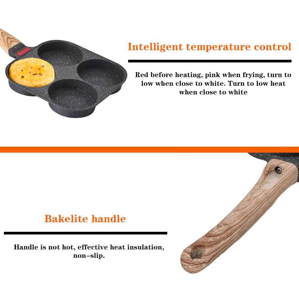 CEWROM Nonstick Pancake Pan with 4 Molds - Aluminum Frying Pan for Eggs, Burgers, Steaks & Omelets - Compatible with Gas & Induction Stoves - Perfect for Breakfast, BBQ, and Home Cooking