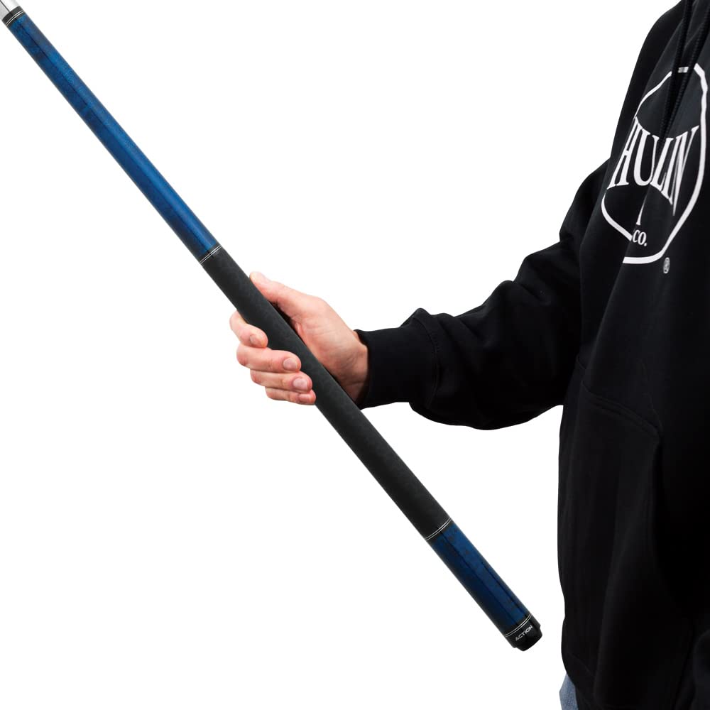 Professional 19oz Blue Billiards Pool Cue Stick with Action Rings - Perfect for Tournaments, Bars & Home Game Rooms