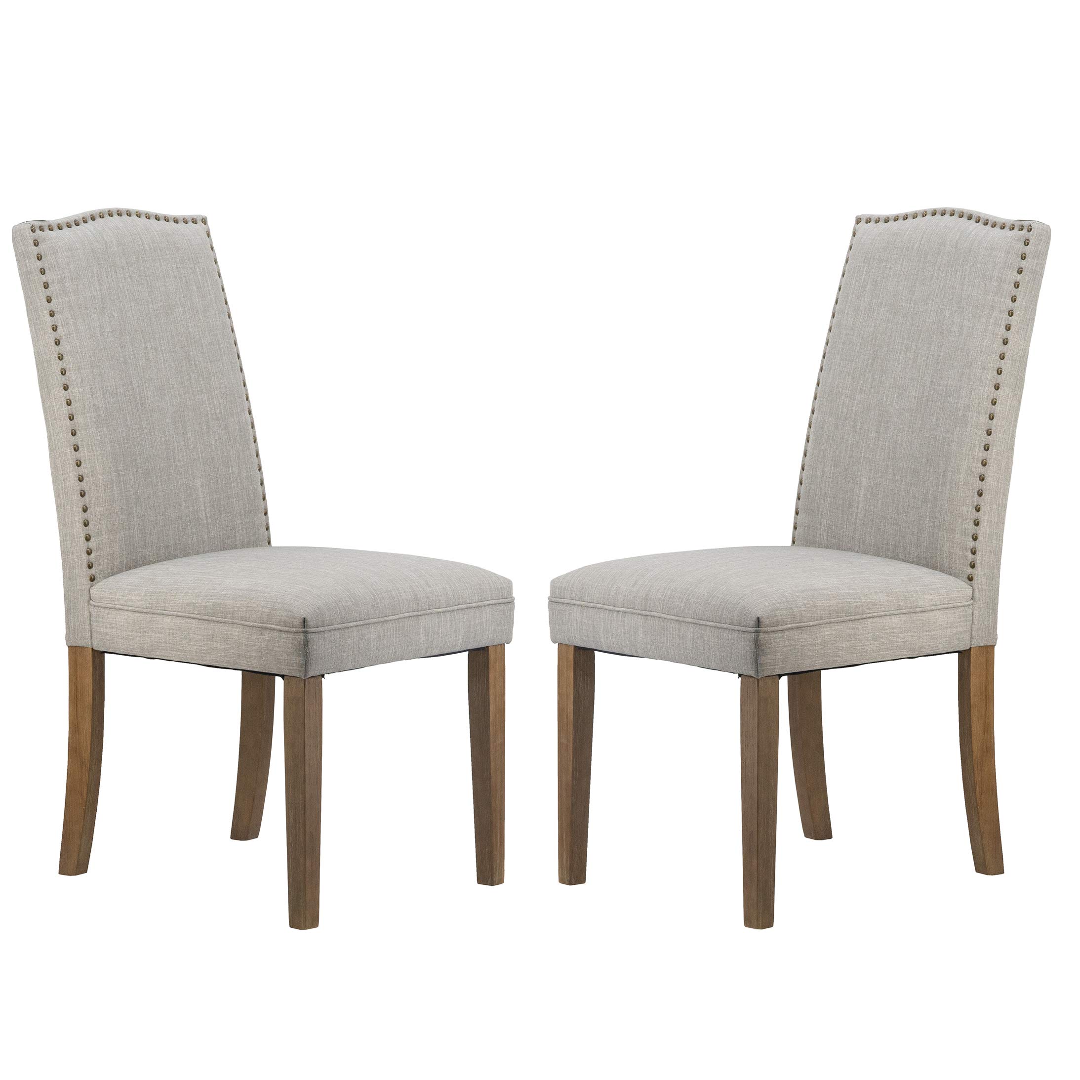 A&B Home Furniture Modern Dining Chairs Set of 2 - Urban Style with Nailhead Trim, Smoky Gray - Perfect for Dining Room, Kitchen, Living Room & Small Space Decor