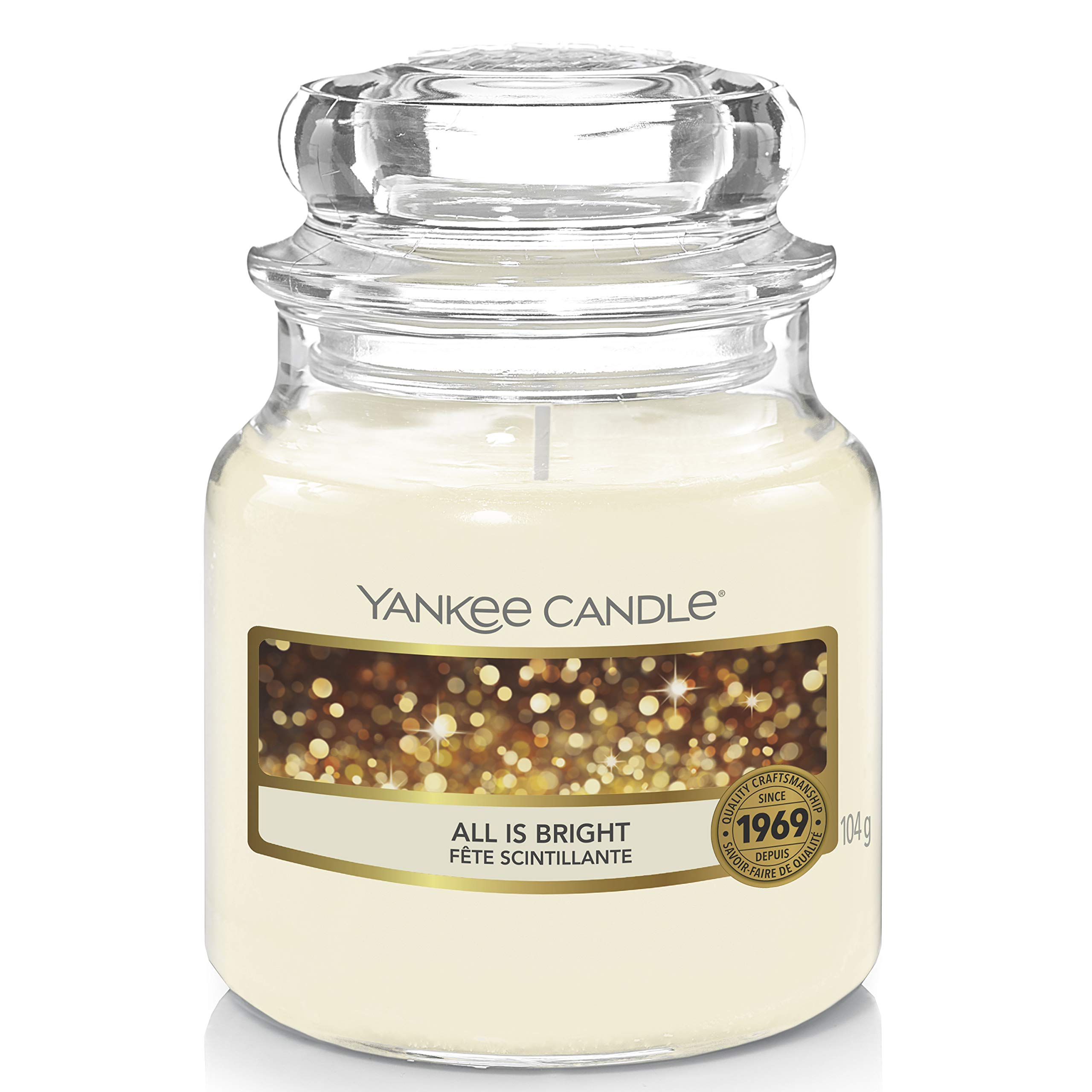 Yankee Candle All is Bright Small Jar Candle - White Scented Candle for Home Decor, Gifts & Holiday Ambience | Perfect for Christmas, Winter Evenings & Relaxation