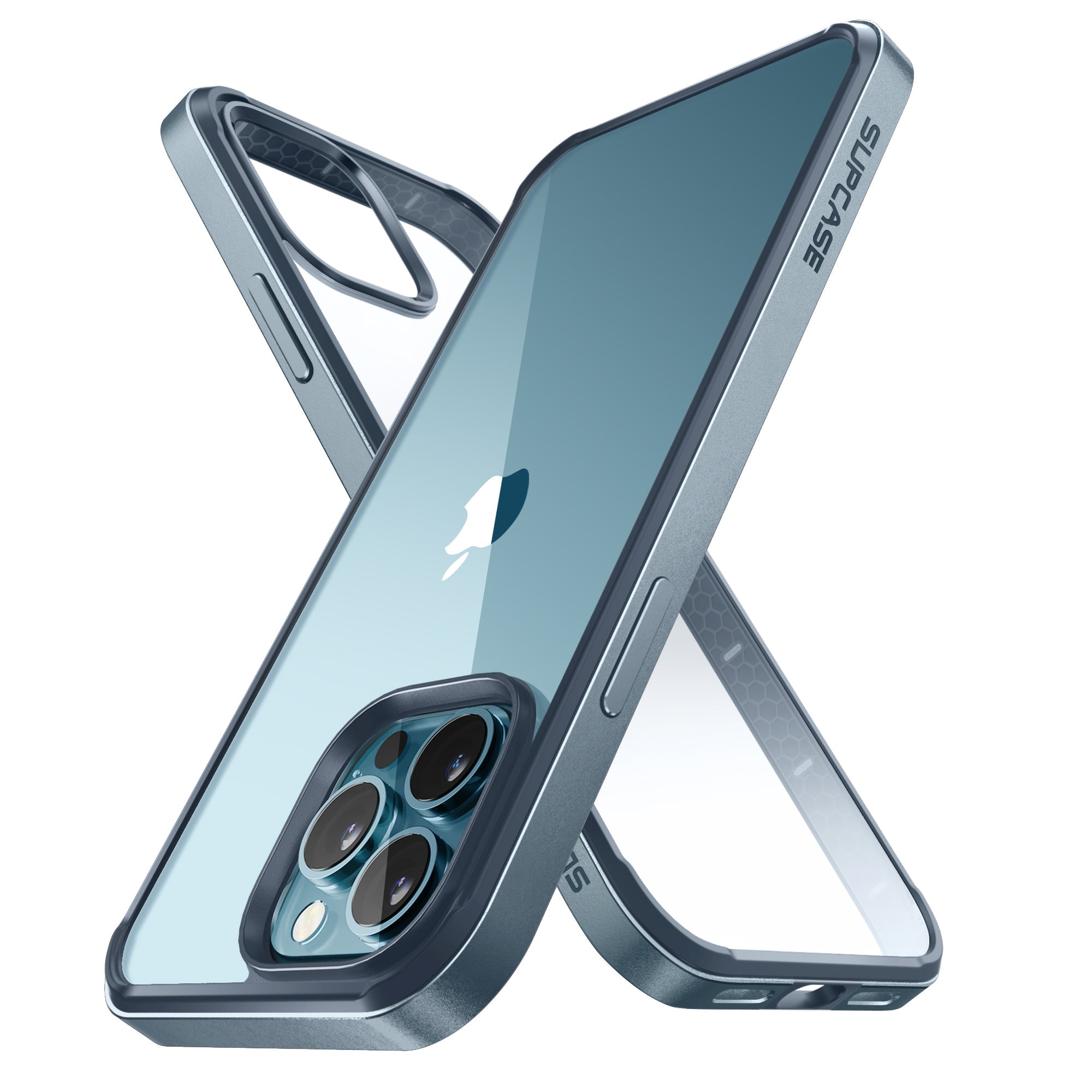 iPhone 13 Pro 6.1 Inch Unicorn Beetle Edge Clear Bumper Case - Shockproof Protective Cover with Raised Bezels (Blue) | Perfect for Outdoor Activities, Work & Everyday Use