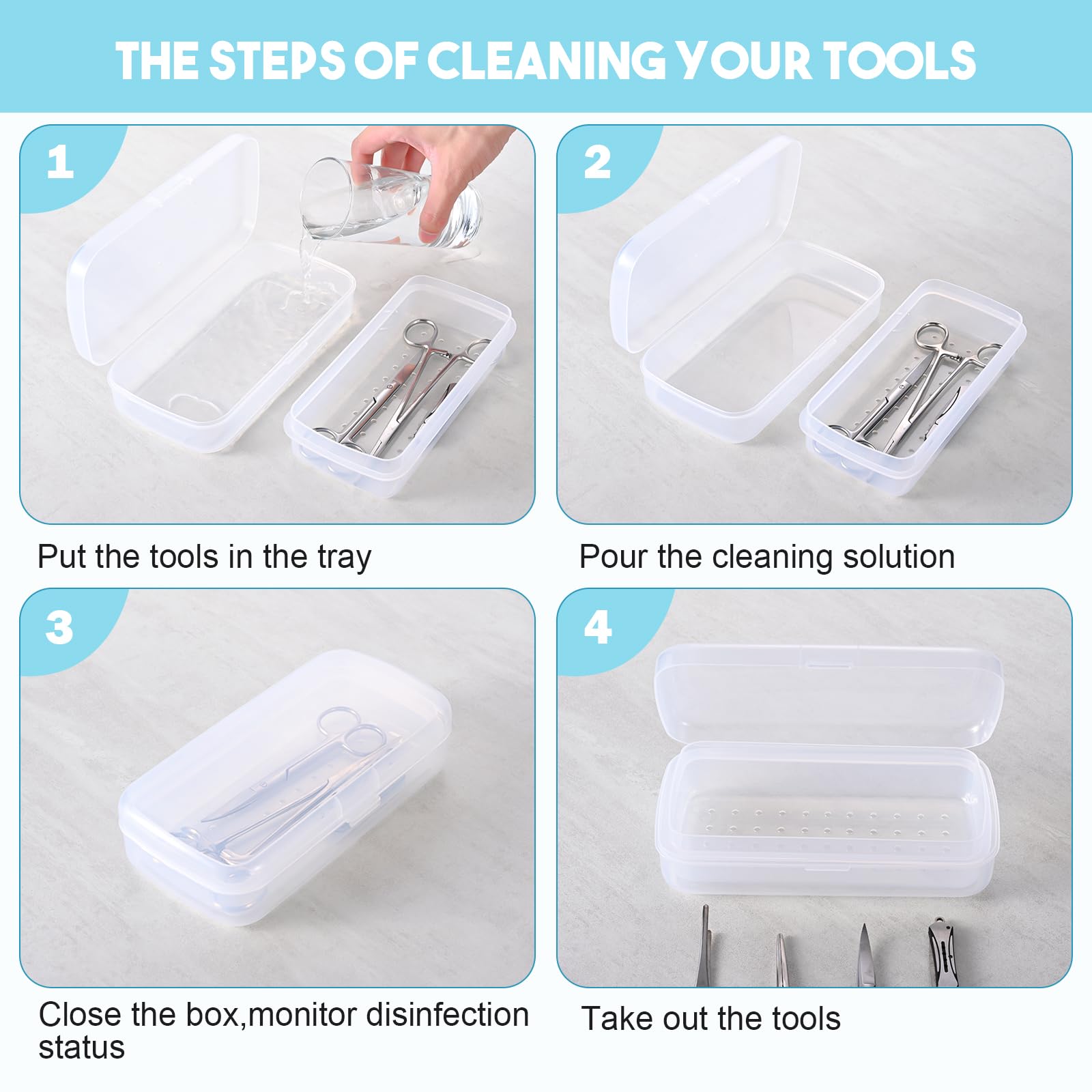 Professional Nail Tool Sterilizer Box - Clear Plastic UV Sterilization Tray for Tweezers, Eyelash Extensions & Nail Implements - Hygienic Storage Organizer for Salons, Spas & Home Manicure Use